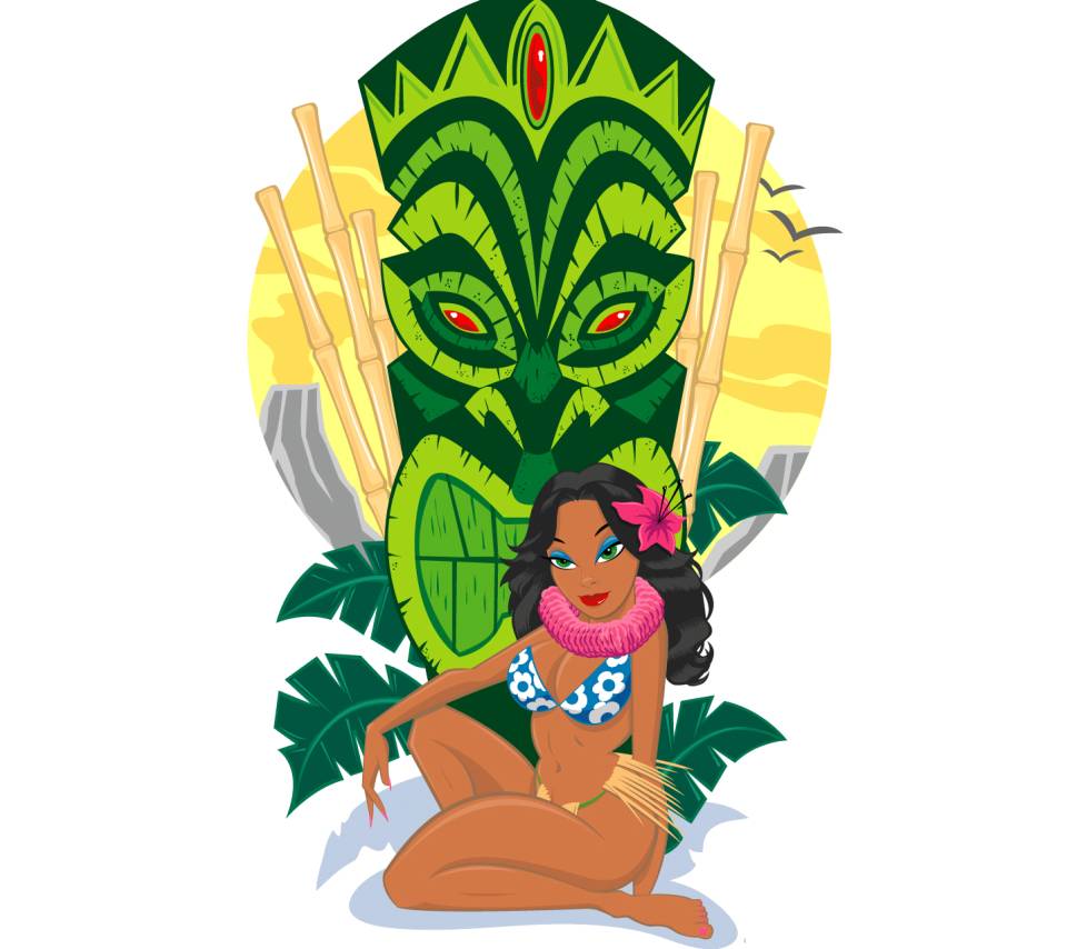 960x854 Hula Girl With Tiki wallpaper