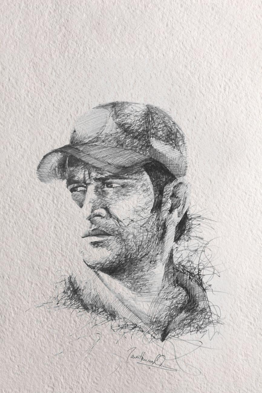 866x1300 MS Dhoni drawing. Pen on paper. Portraits and Sketches