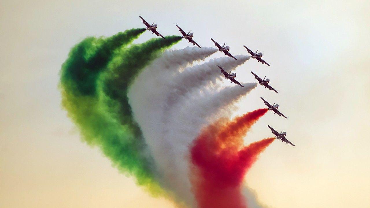 1280x720 Wallpaper Indian Air Force, Fighter jets, Smoke, Saffron
