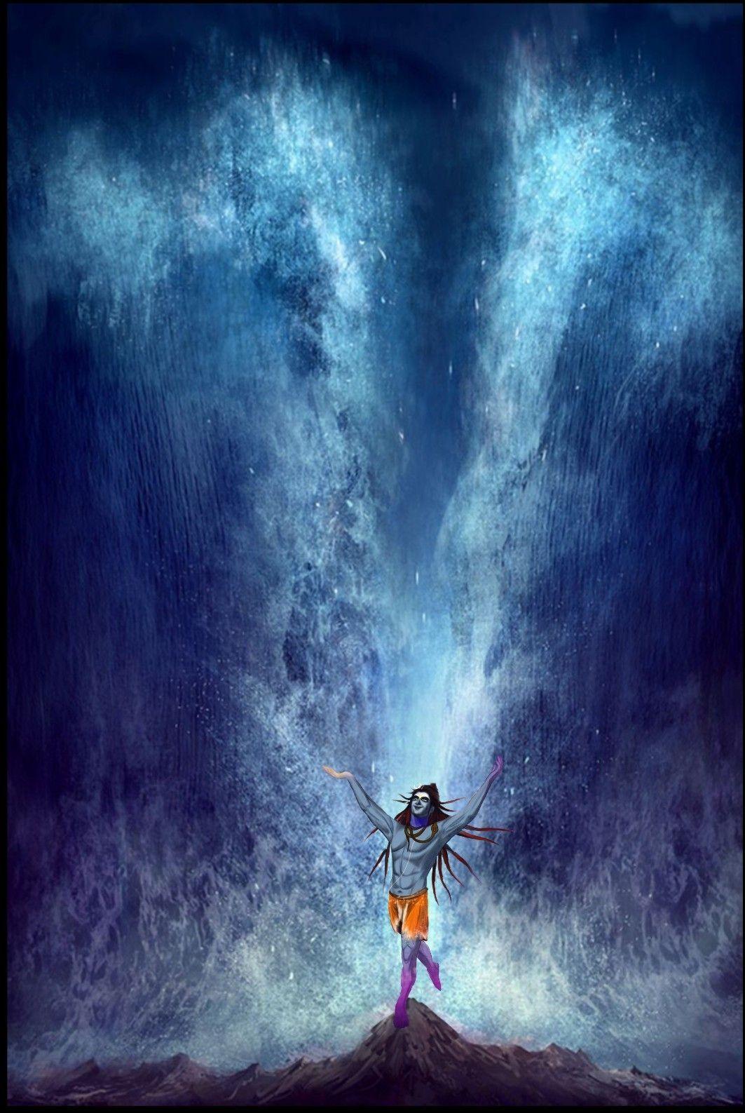 1063x1587 Lord Shiva ganga avataran in creative art painting. Indian