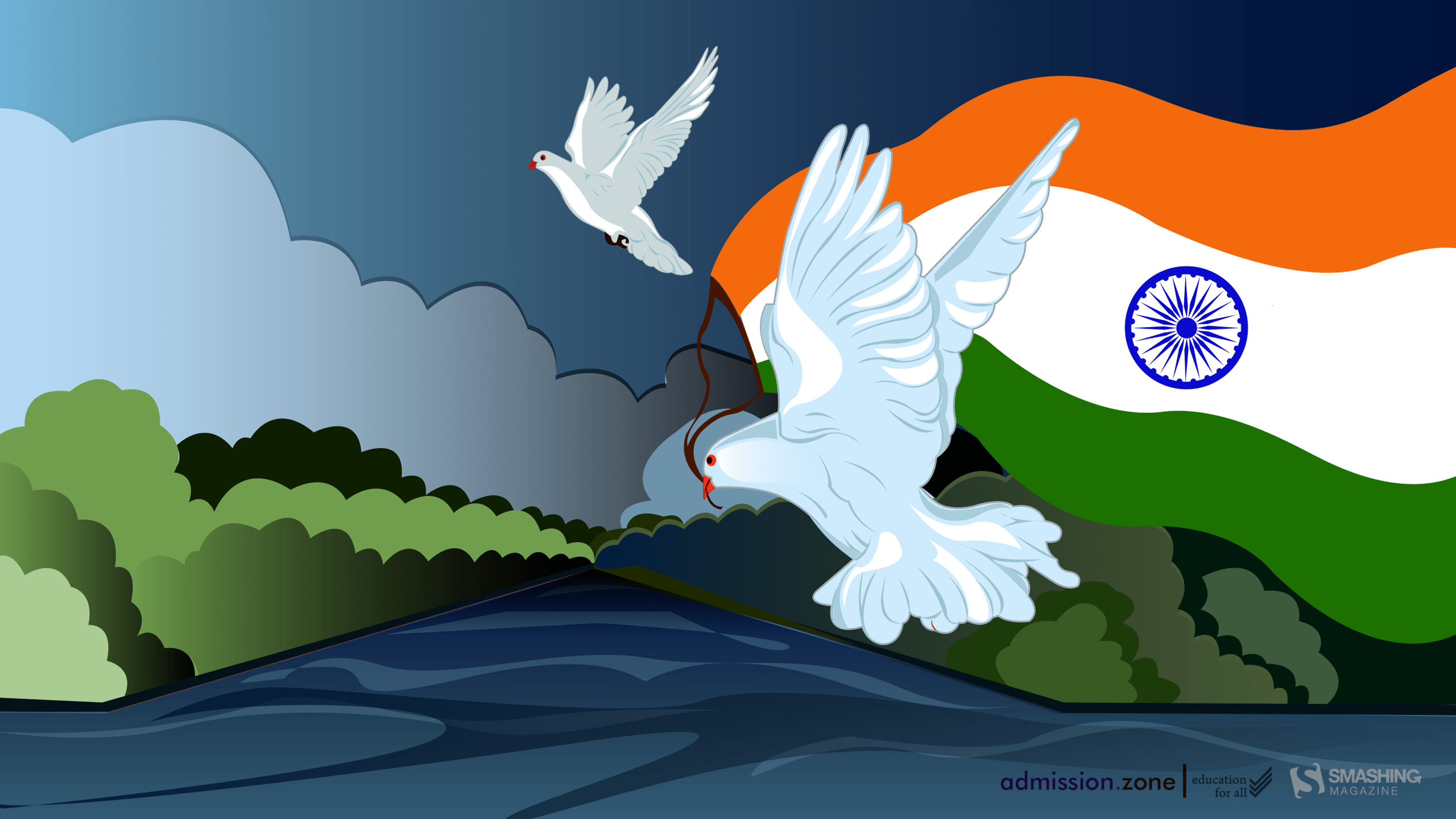 2560x1440 Happy Indian Independence Day Desktop Wallpaper HD