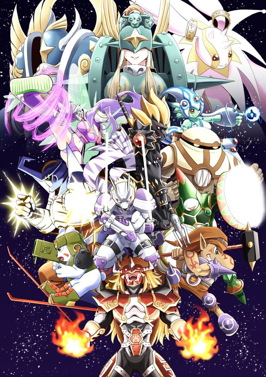 850x1202 fairimon, ofanimon, ranamon, agnimon