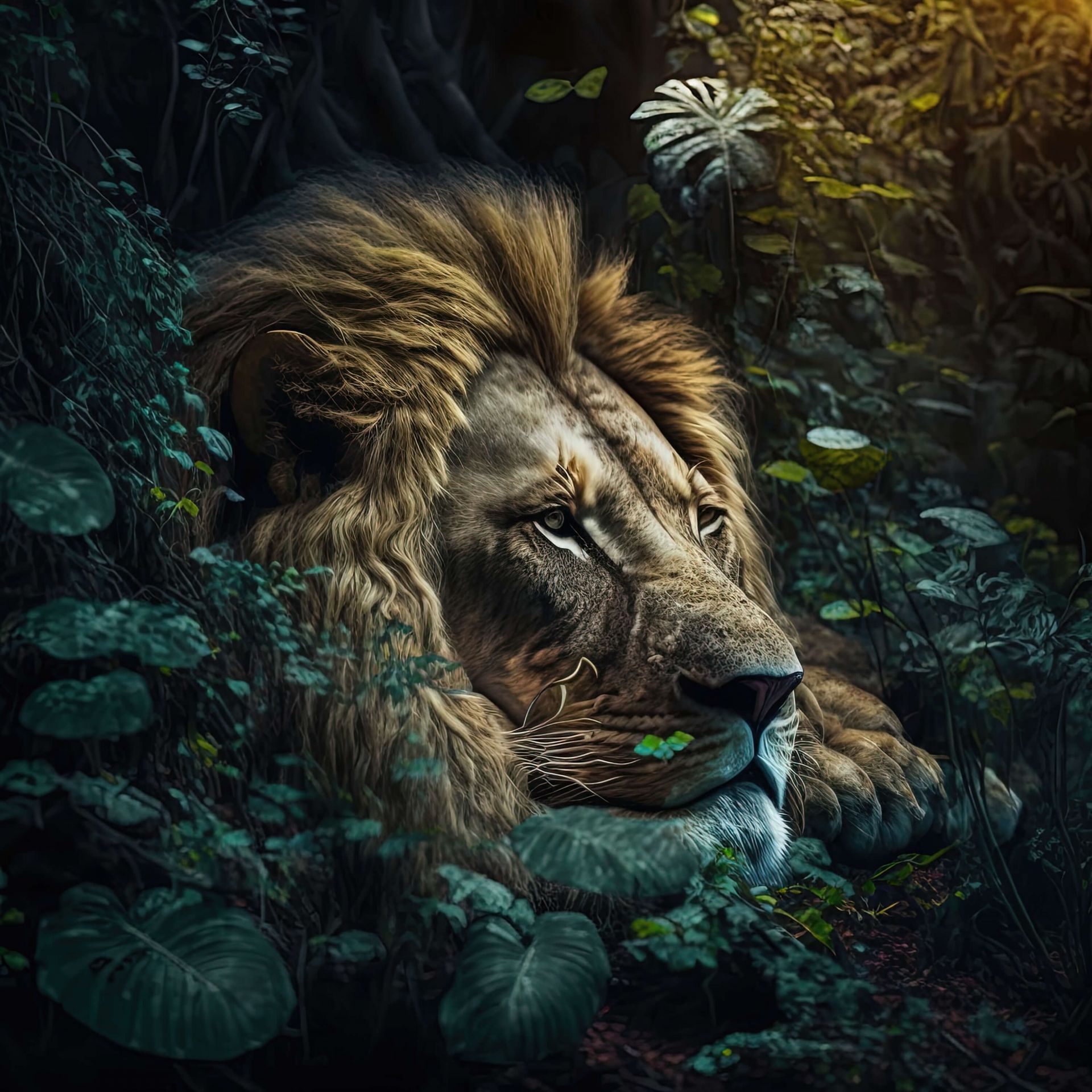 1920x1920 King lion in the jungle
