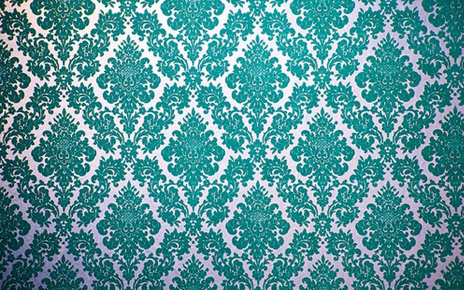 Teal And Gold Damask Wallpaper Dining Room