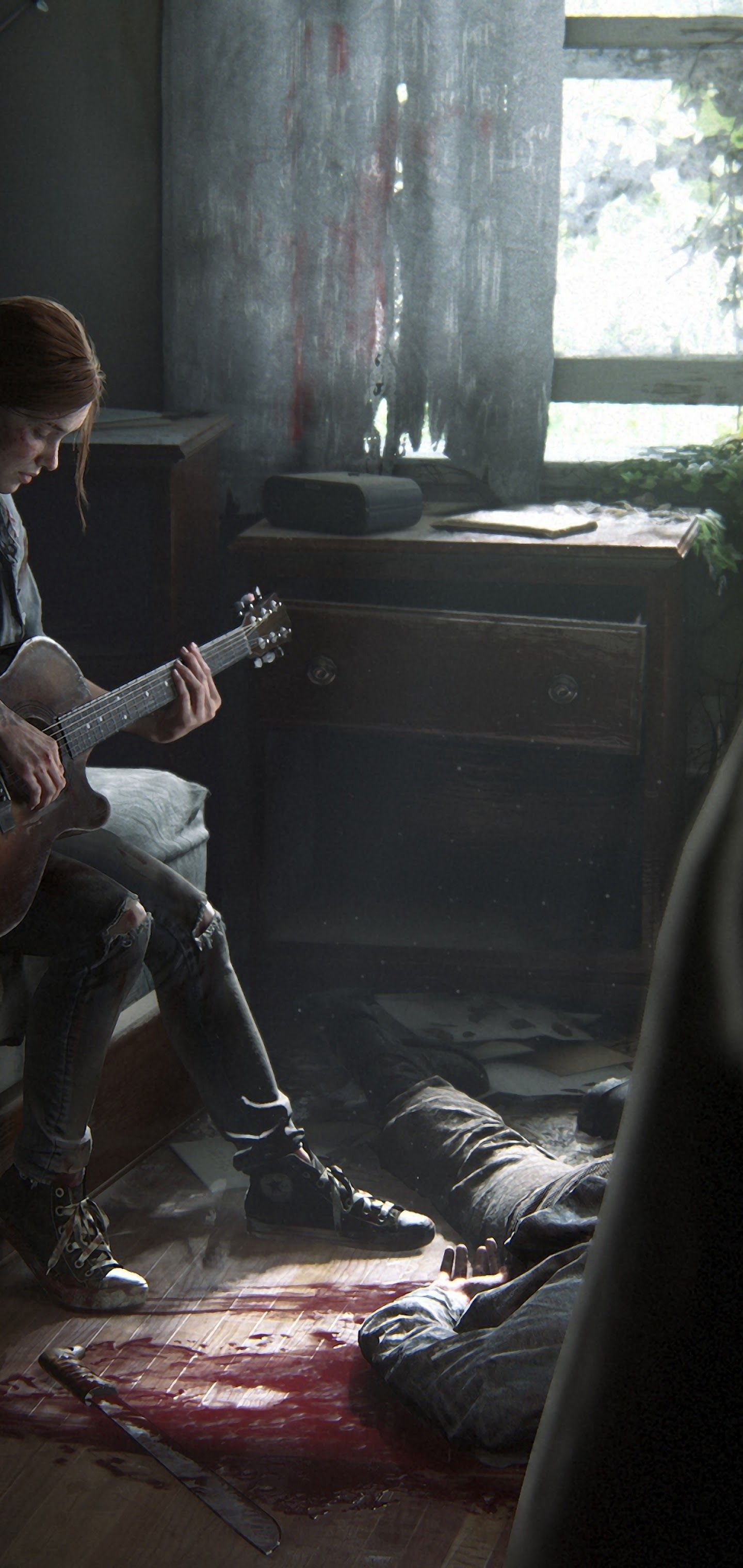1440x3040 Ellie Playing Guitar 4K Wallpaper