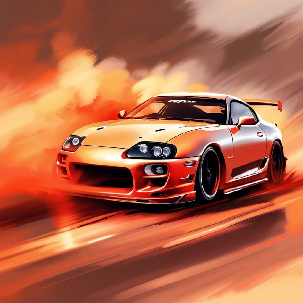1024x1024 Toyota Supra Mk4 burnout drift