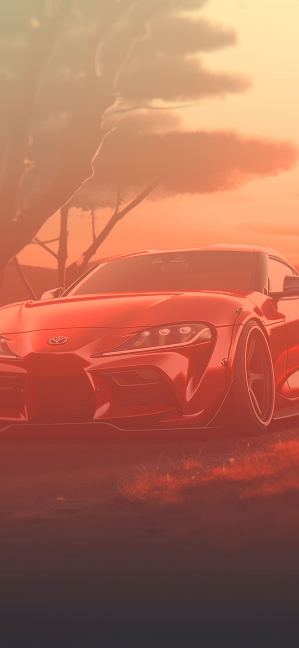 1183x2560 Red Toyota Supra Art Wallpaper