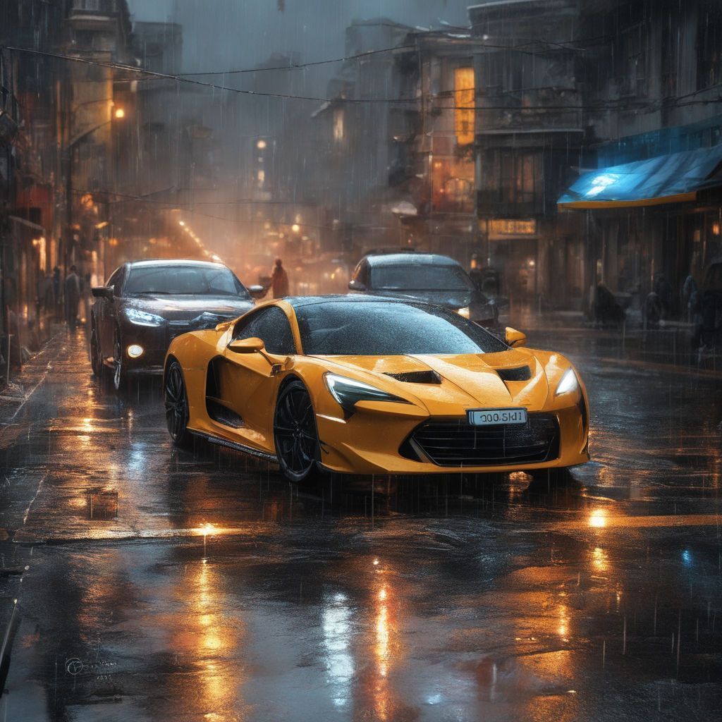 1024x1024 supra mk4 car on a bridge in rain