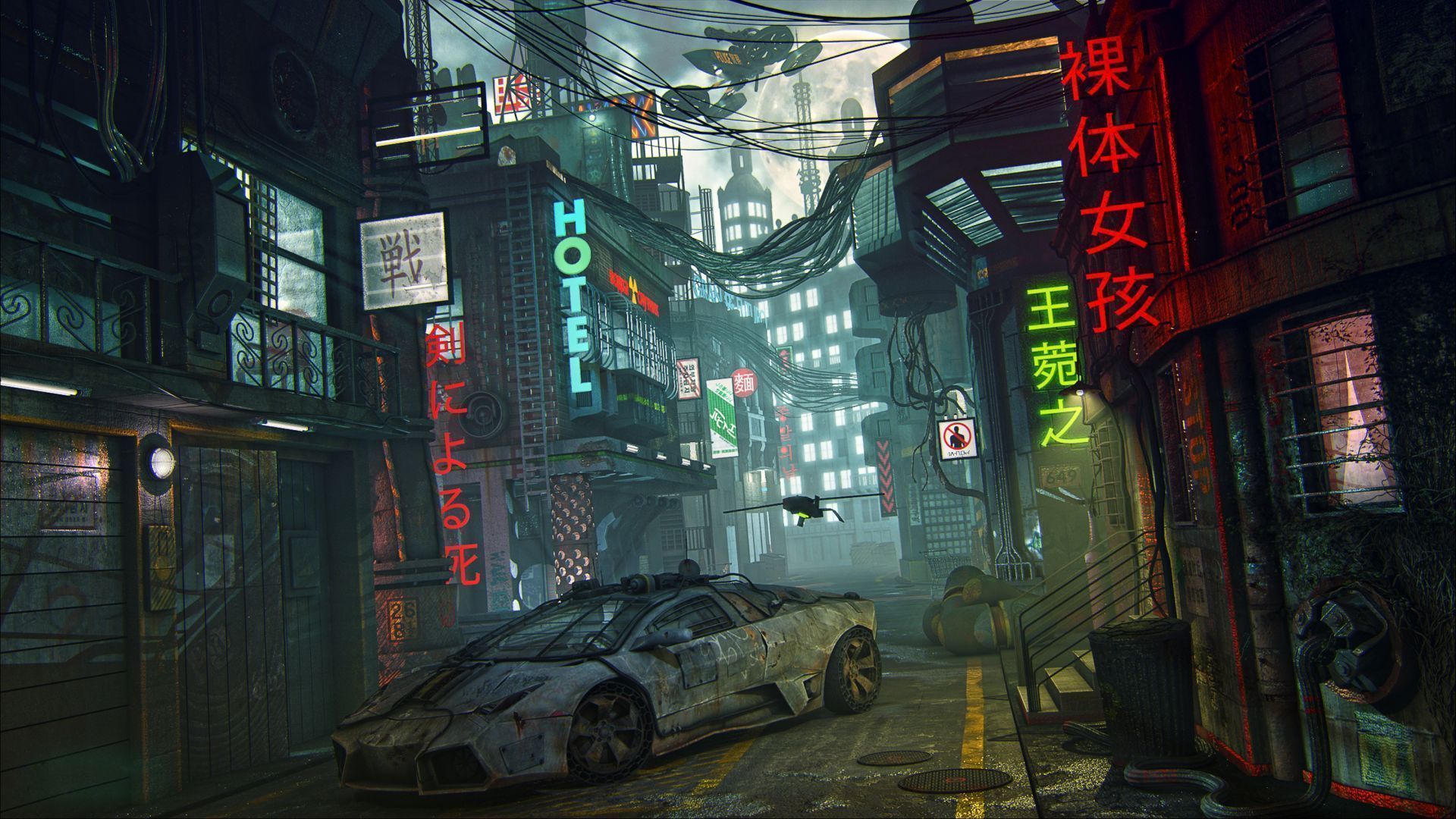 1920x1080 Wallpaper futuristic, cyberpunk, future