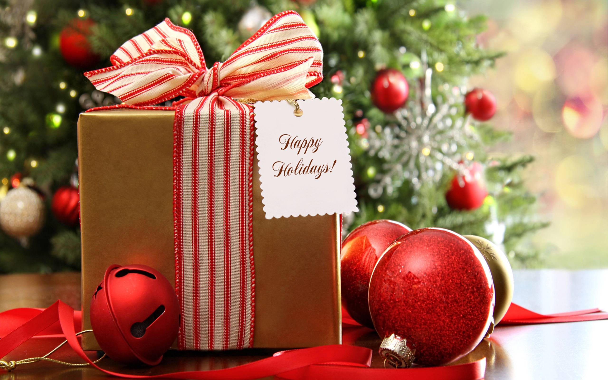 2560x1600 Free Happy Holidays Gift Christmas Tree computer desktop