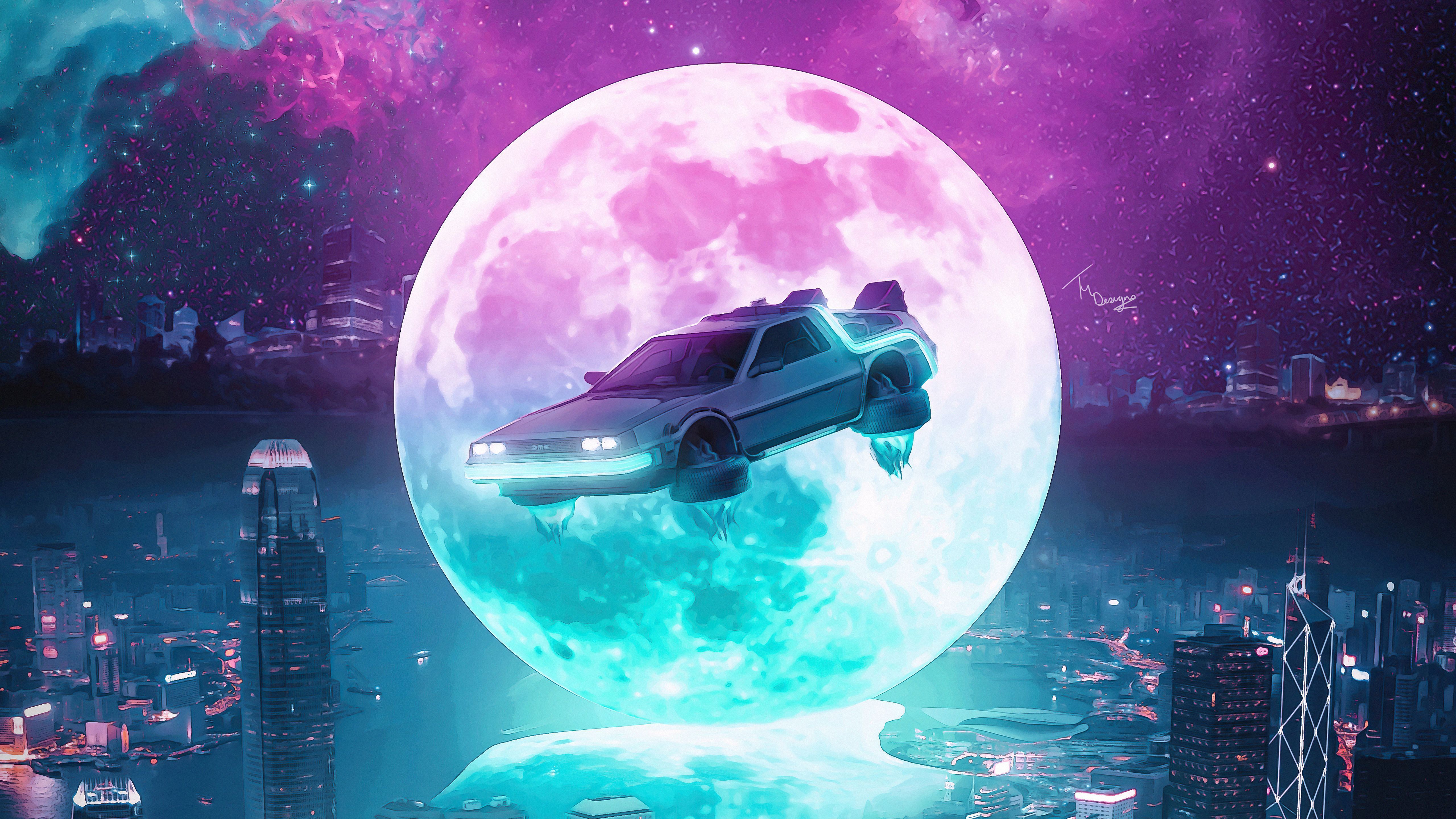 5120x2880 Future Delorean Poster 5k Wallpaper, HD