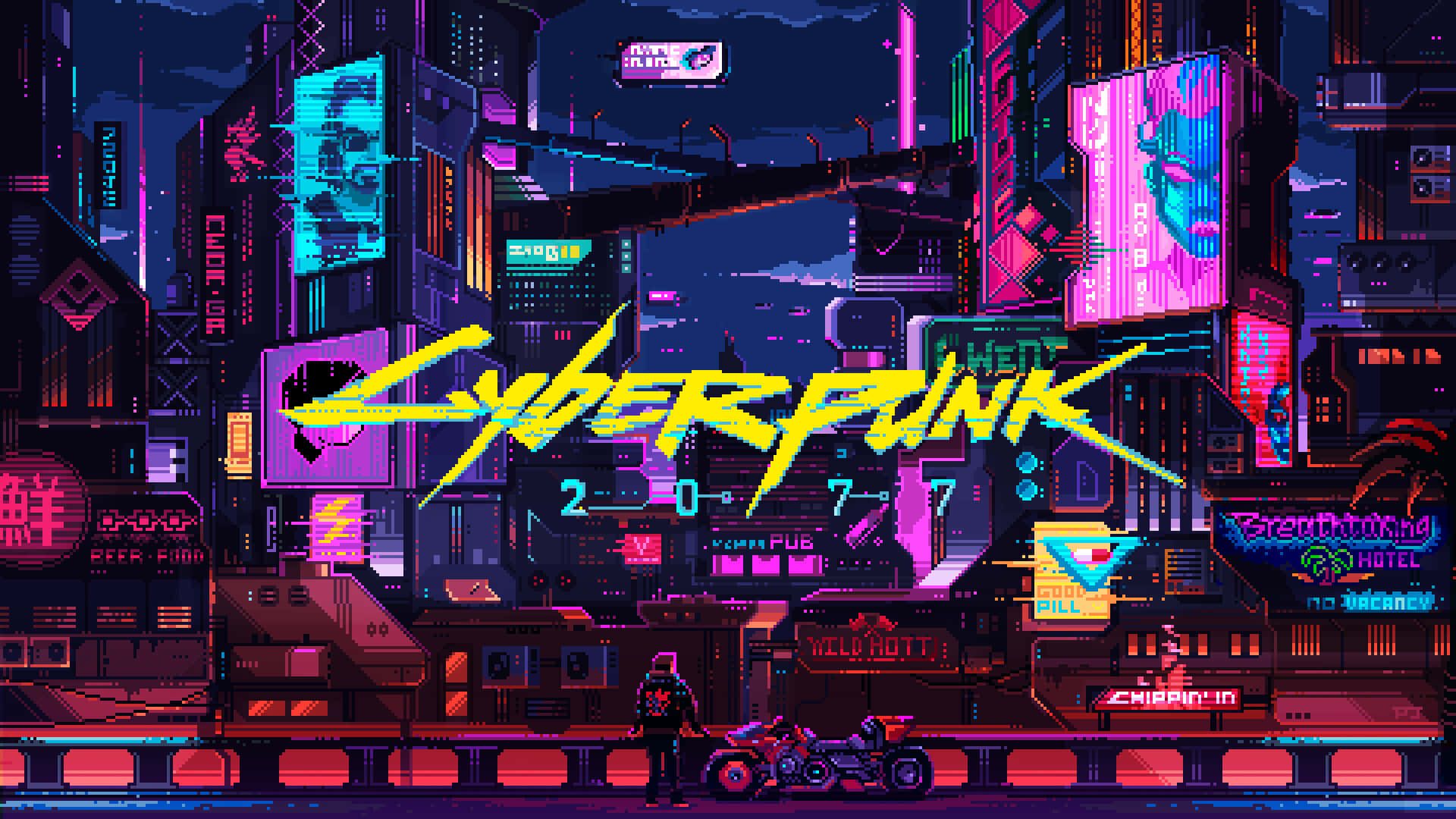 1920x1080 Cyberpunk Pixel Art Wallpaper