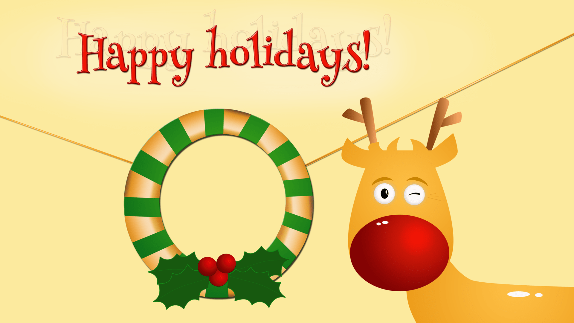 1920x1080 Happy Holidays Rudolph Christmas Merry Christmas Wreath HD