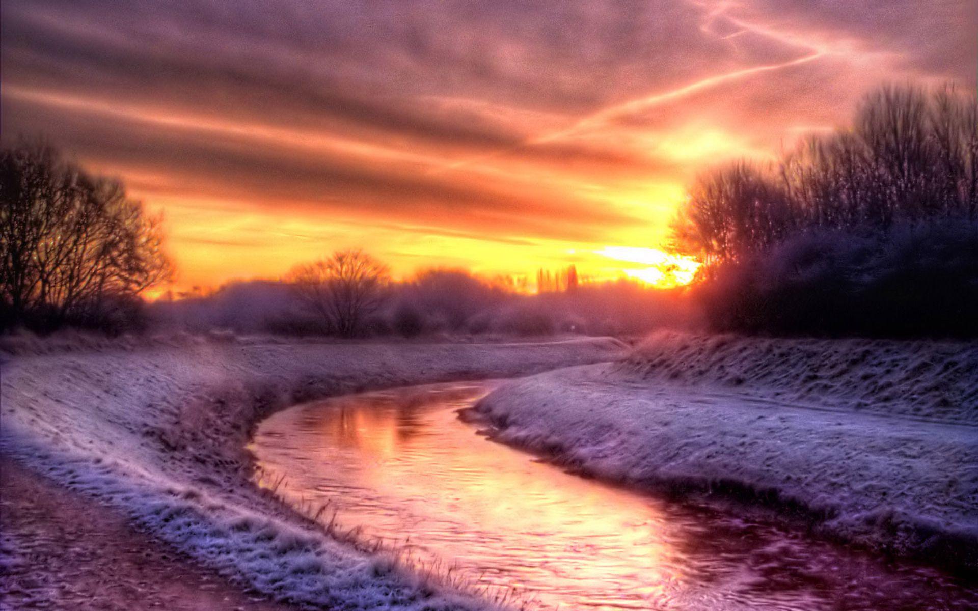 1920x1200 Winter Sunset Wallpaper