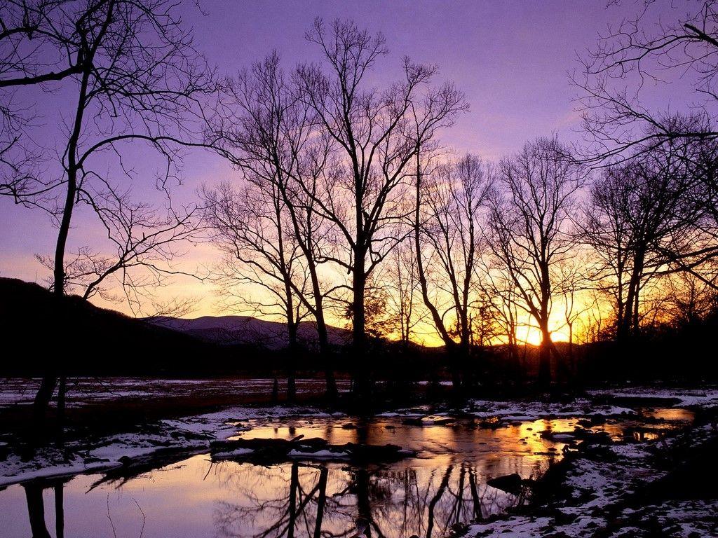 1024x768 Winter Sunset, Cades Cove, Great Smoky Mountains < Nature