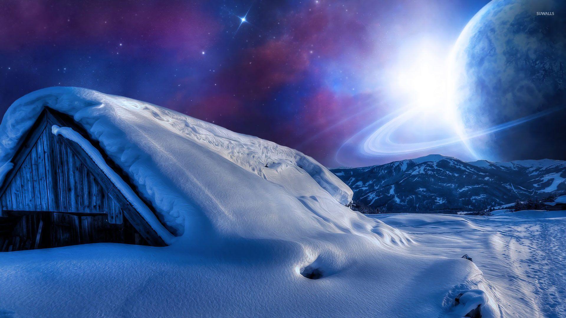 1920x1080 Planet in the sky during a winter night wallpaper wallpaper