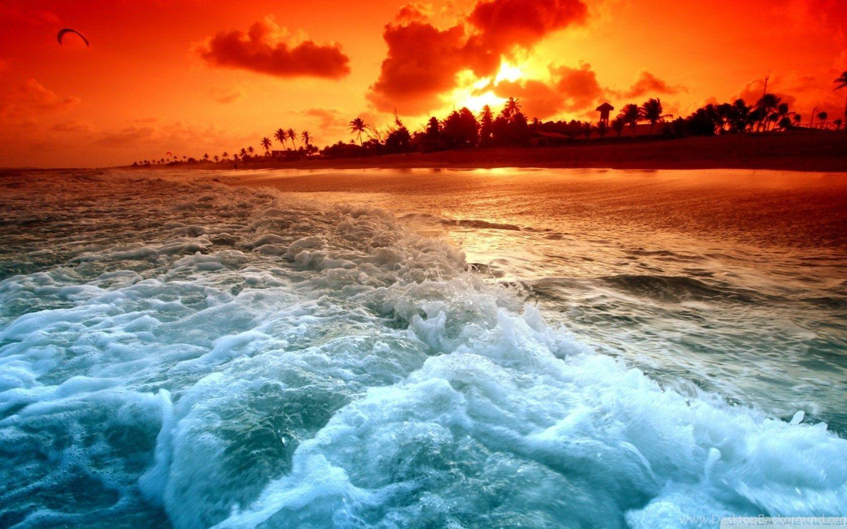 1680x1050 Bãi biển nhiệt đới Sunset HD Hình nền máy tính: Cao