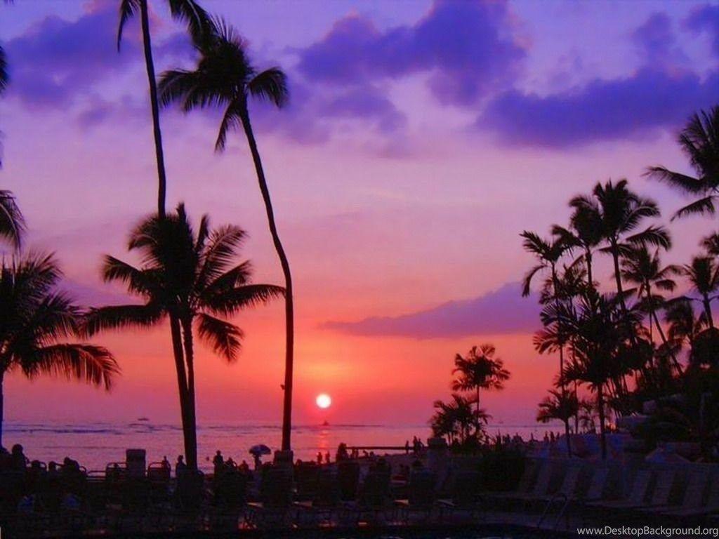 1024x768 Hawaii Sunset Wallpaper Desktop Background
