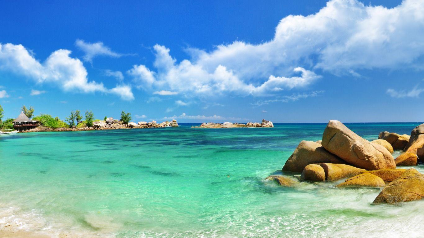 1366x768 Free download Peaceful Beach Wallpaper HD Background