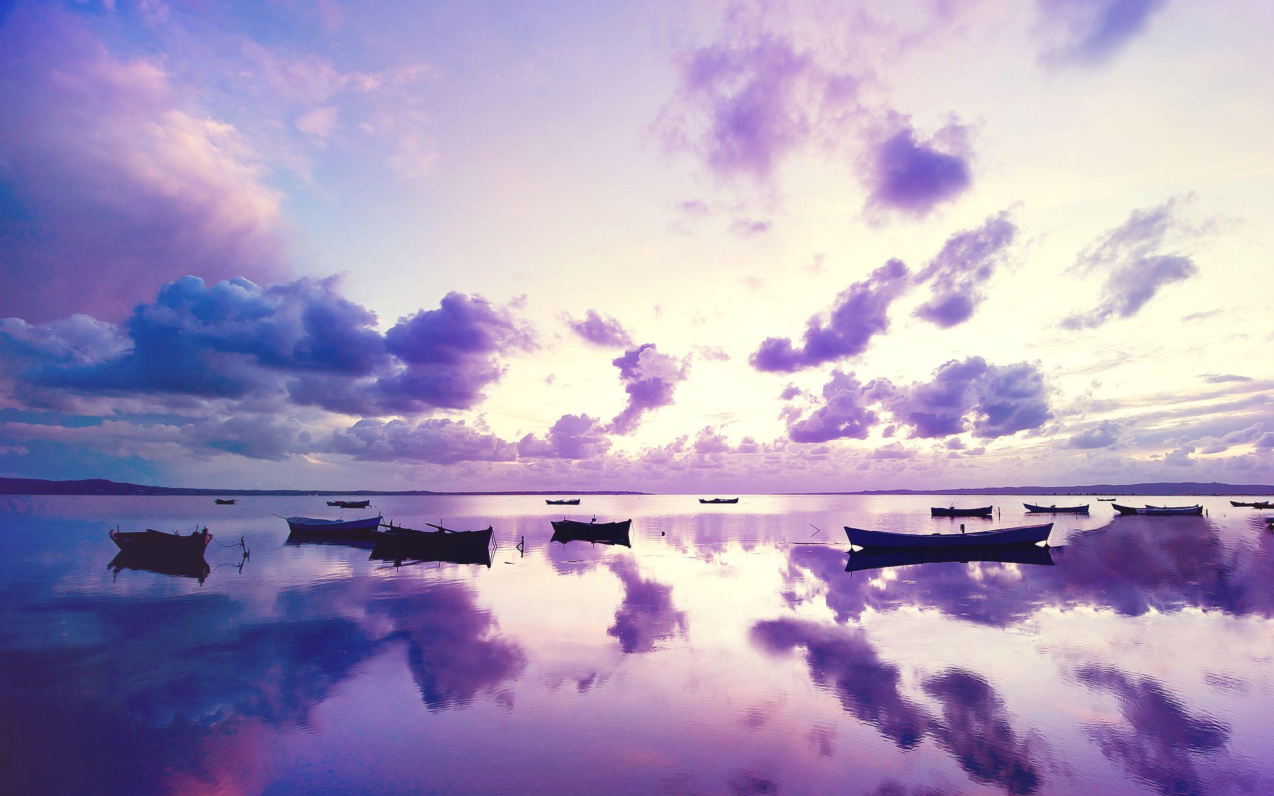 2560x1600 Purple Sunset In Ocean, High Definition, High