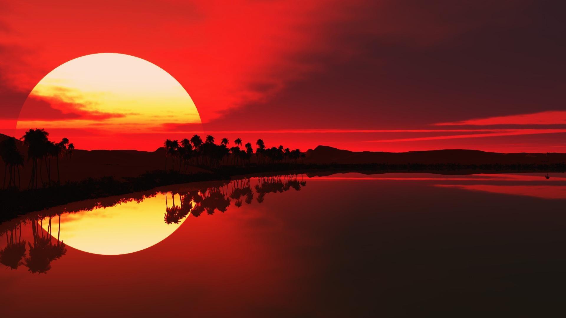1920x1080 Sailing Boat At Sunset HD desktop wallpaper : Fullscreen