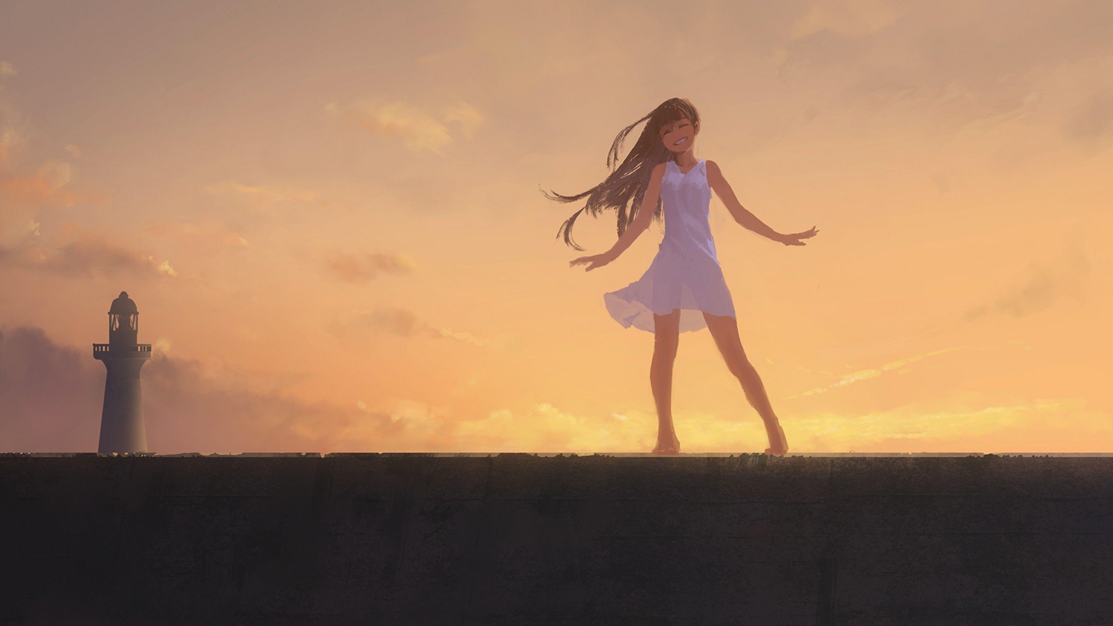 3840x2160 Download 3840x2160 Anime Girl, Smiling, Happy Face, Summer