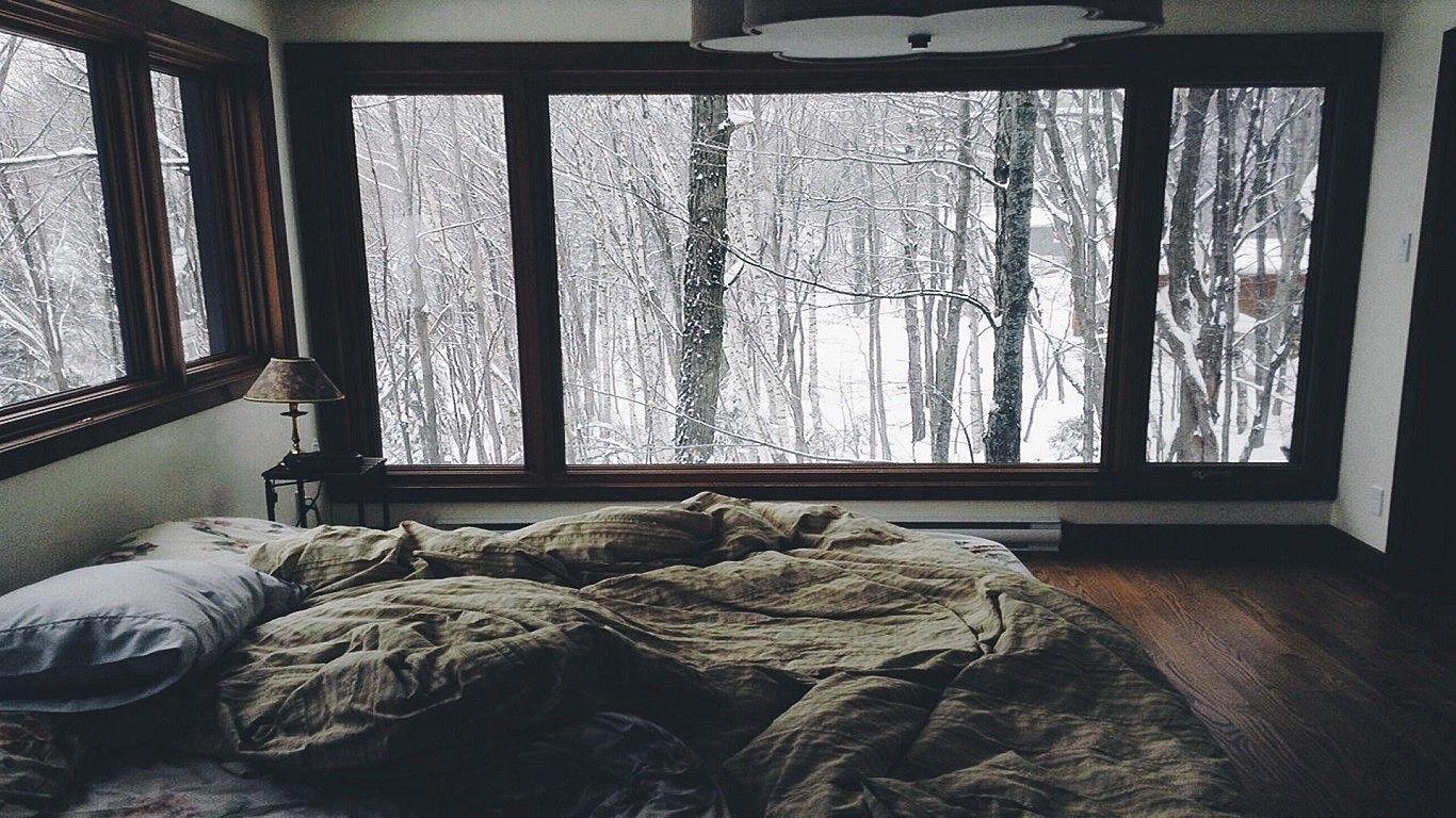1366x768 Download HD Wallpaper Of 305219 Interiors, Bed, Winter