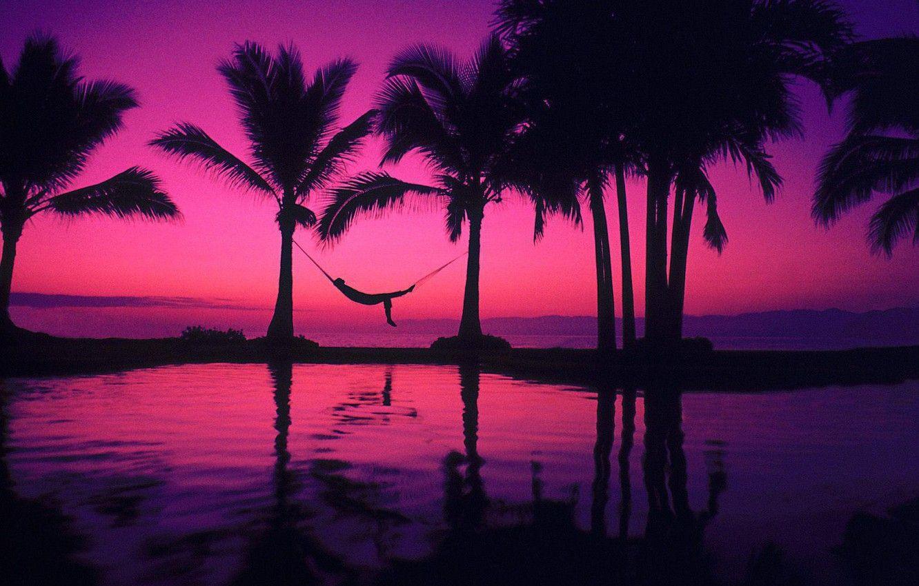 1332x850 Purple Beach Sunset Wallpaper