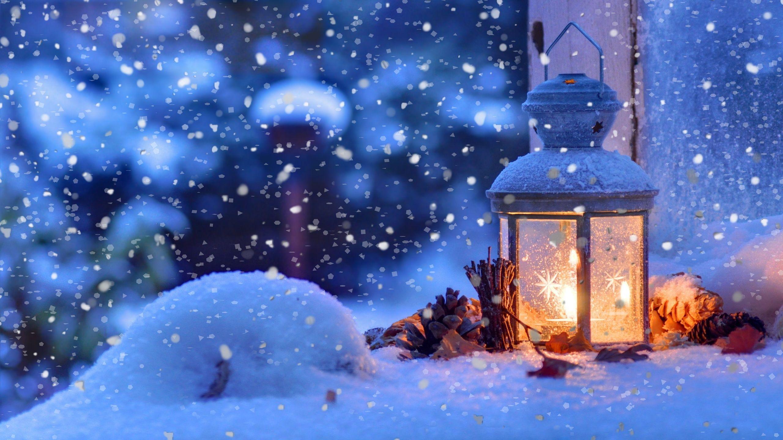 2560x1440 Giáng sinh Snowflakes Winter Light Desktop Wallpaper