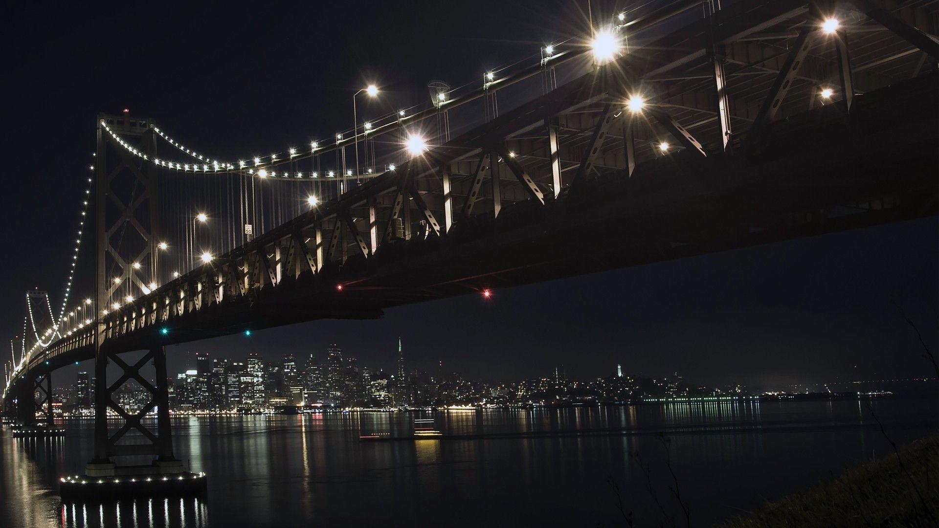 1920x1080 City, Bridge, Sky, Night, Time, Desktop, Background