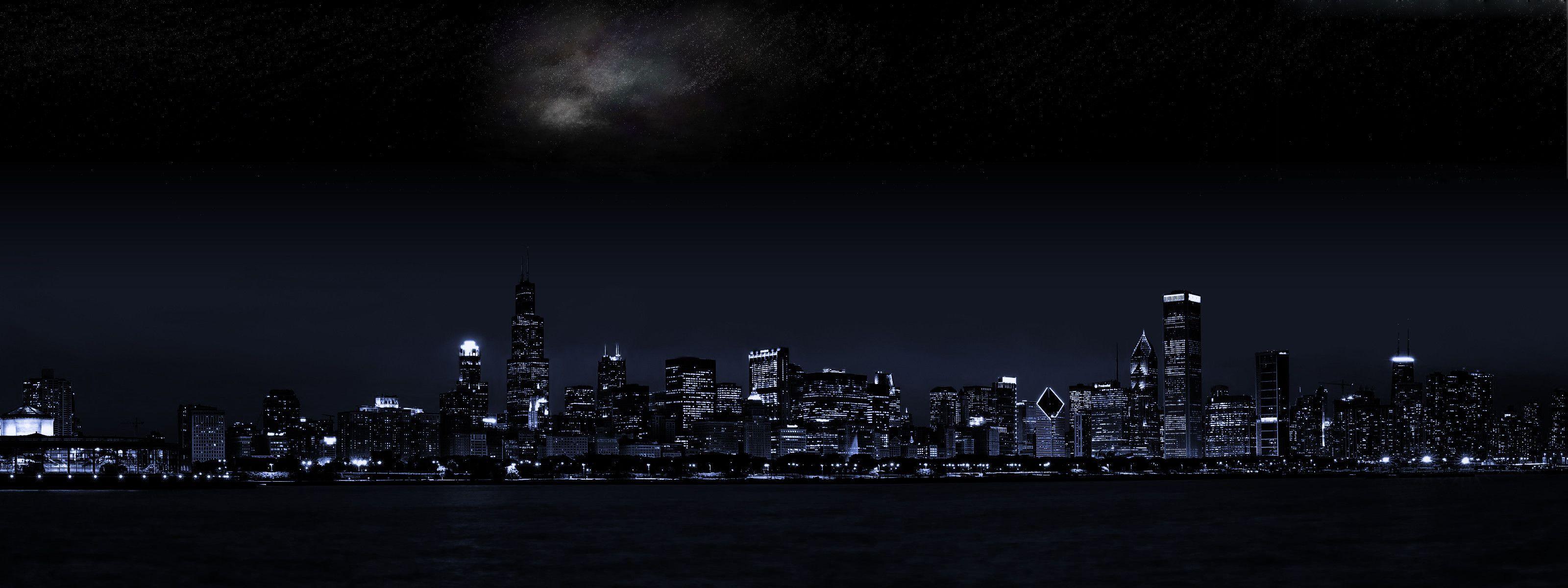 3200x1200 nightime desktop wallpaper