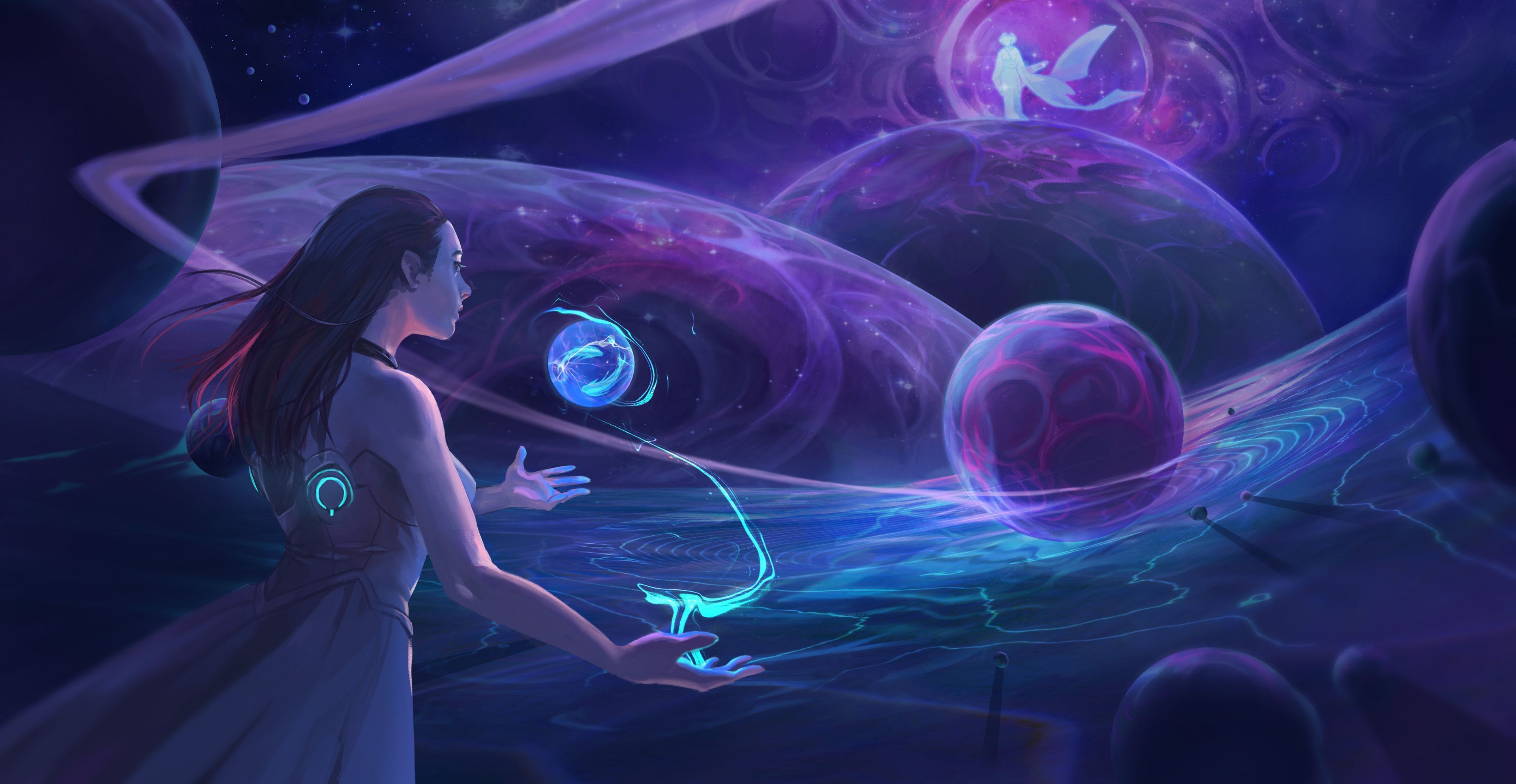 3840x1986 Cheng Xin Sci Fi Woman HD Wallpaper