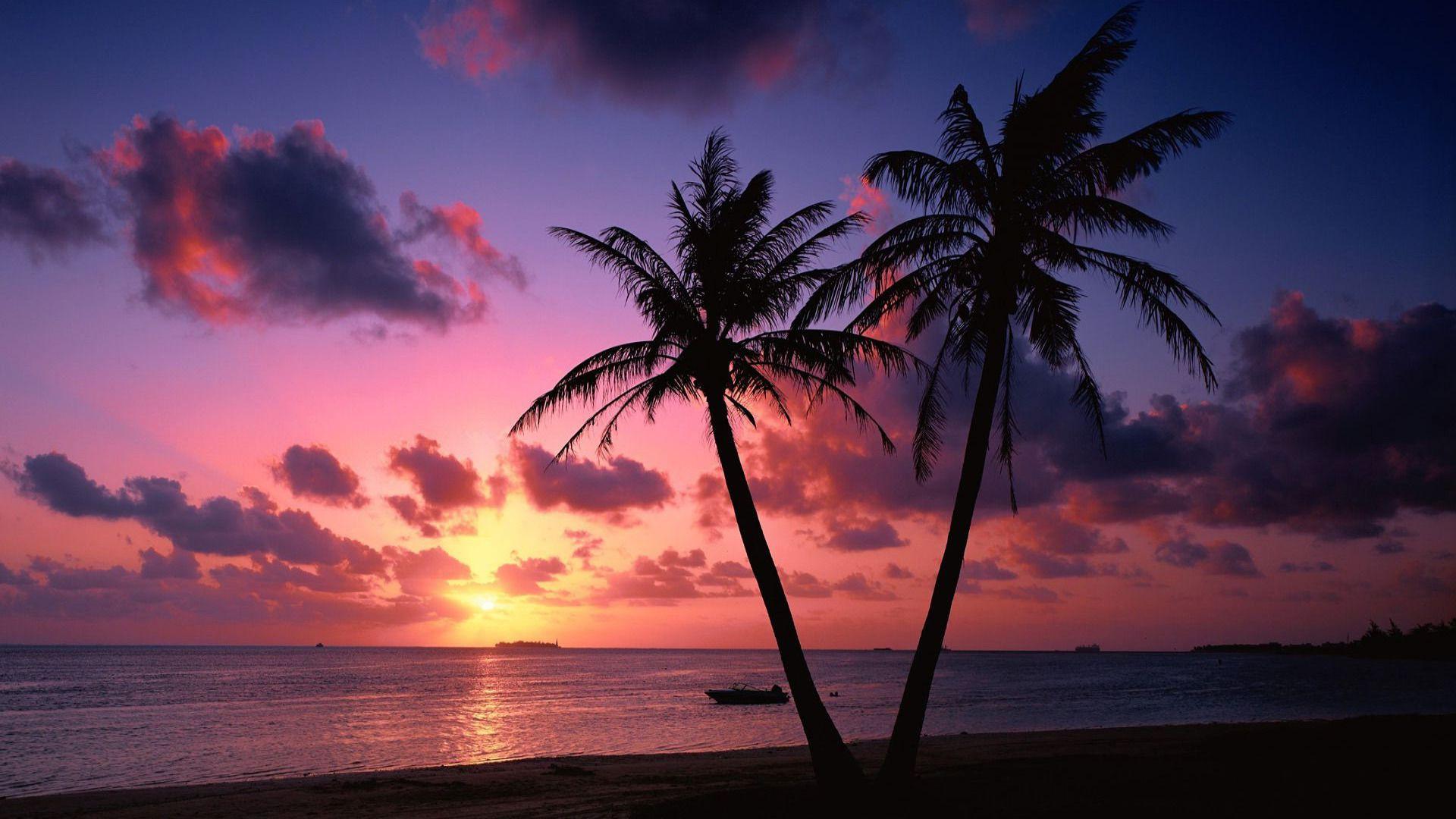 1920x1080 Free Sunset Tropical Island Wallpaper