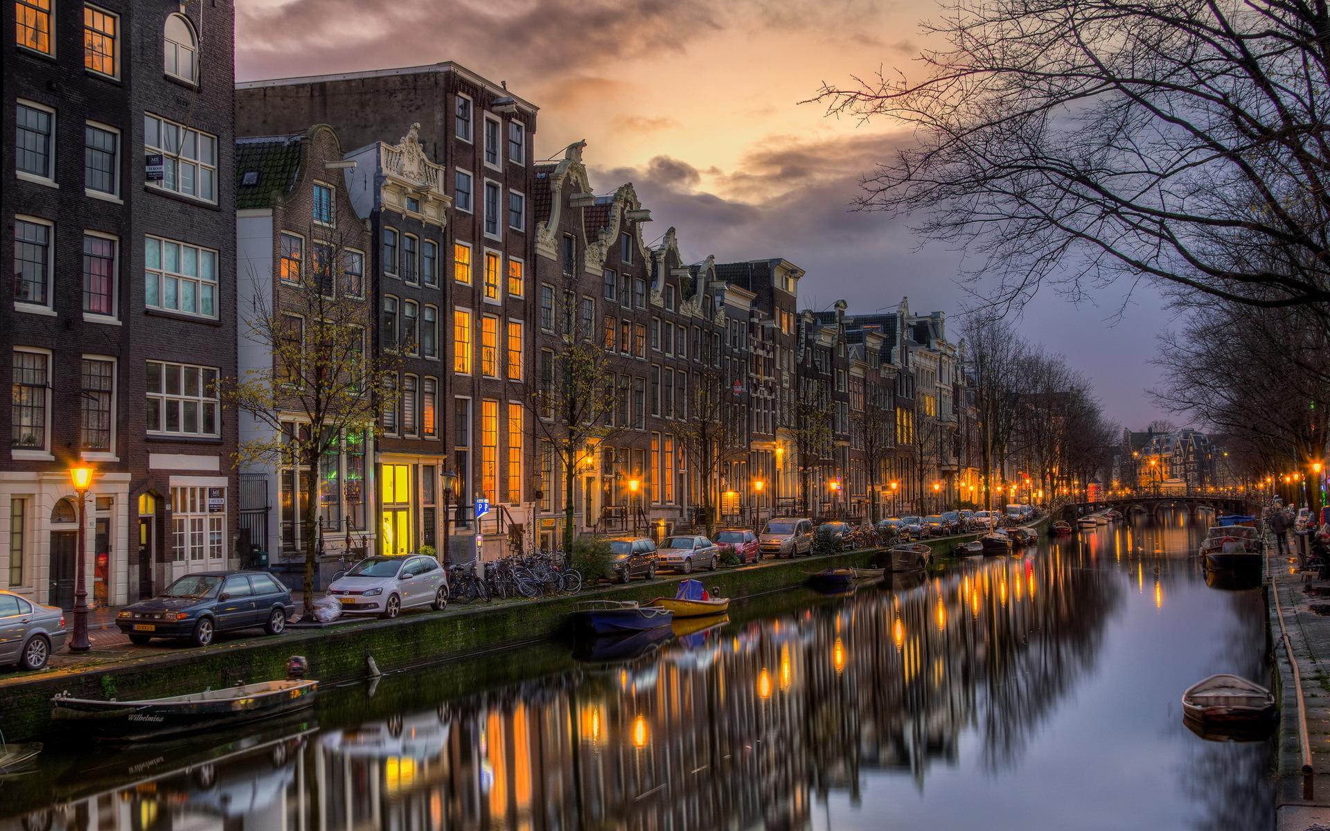 1920x1200 Sunset In Amsterdam HD desktop wallpaper : Widescreen : High