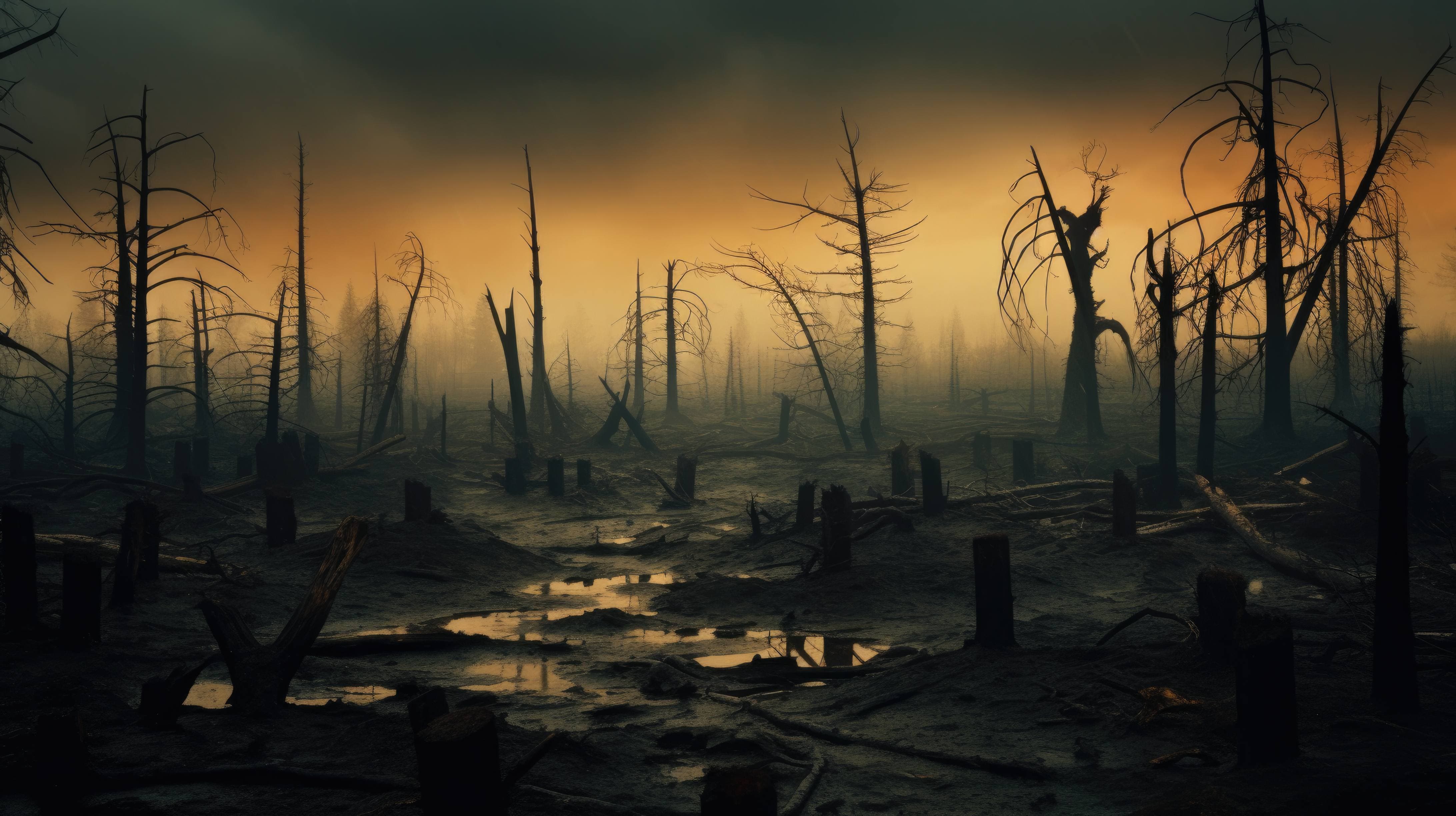 4368x2448 Acid rain aftermath, dead forest