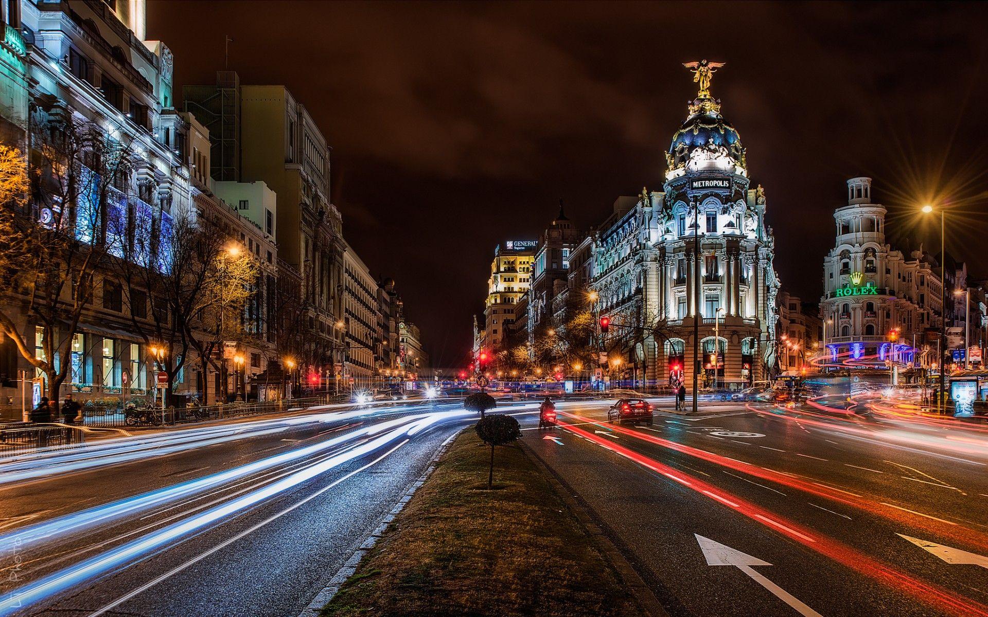 1920x1200 Night Madrid City Spain wallpaper