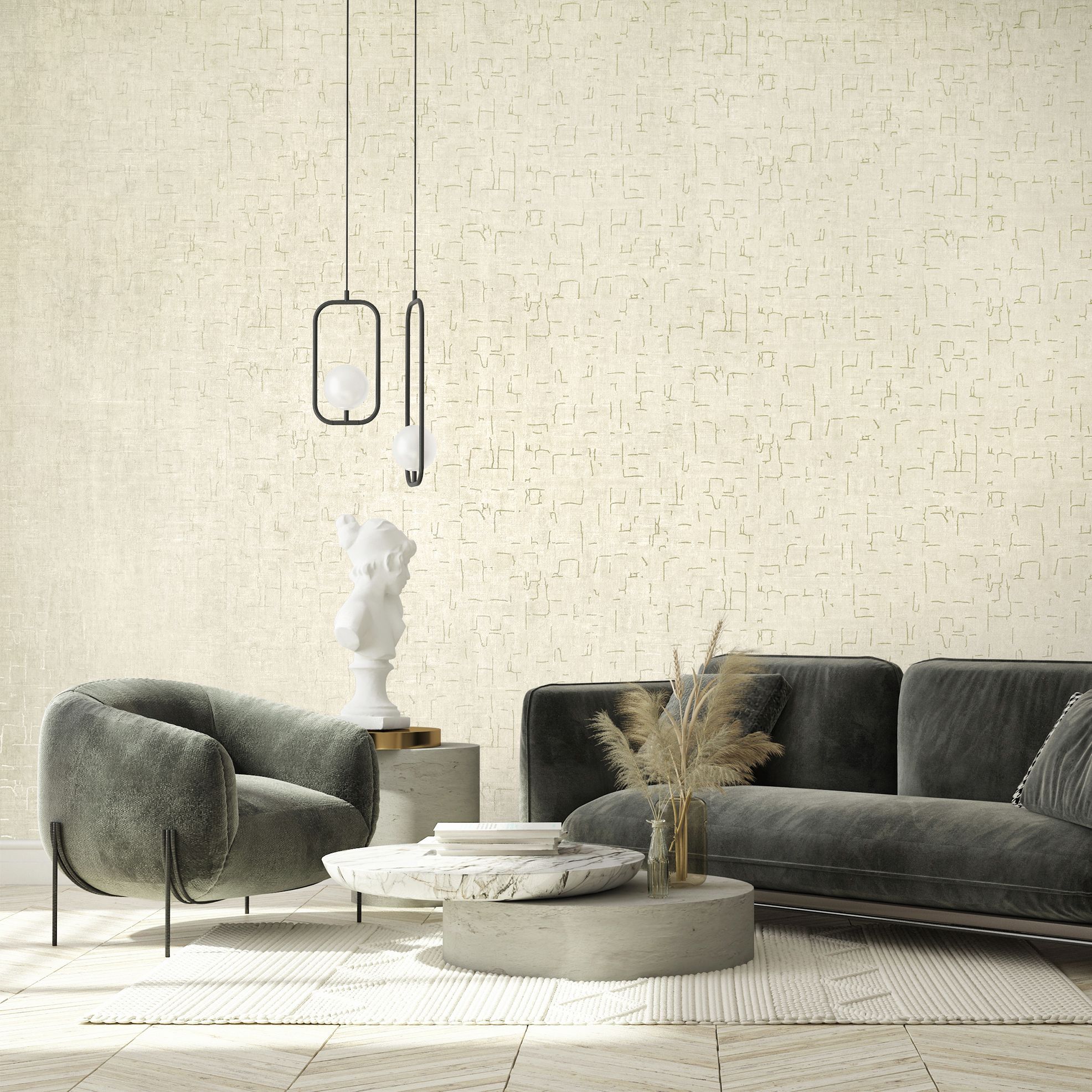 1972x1972 Beige design wallpaper with real glass