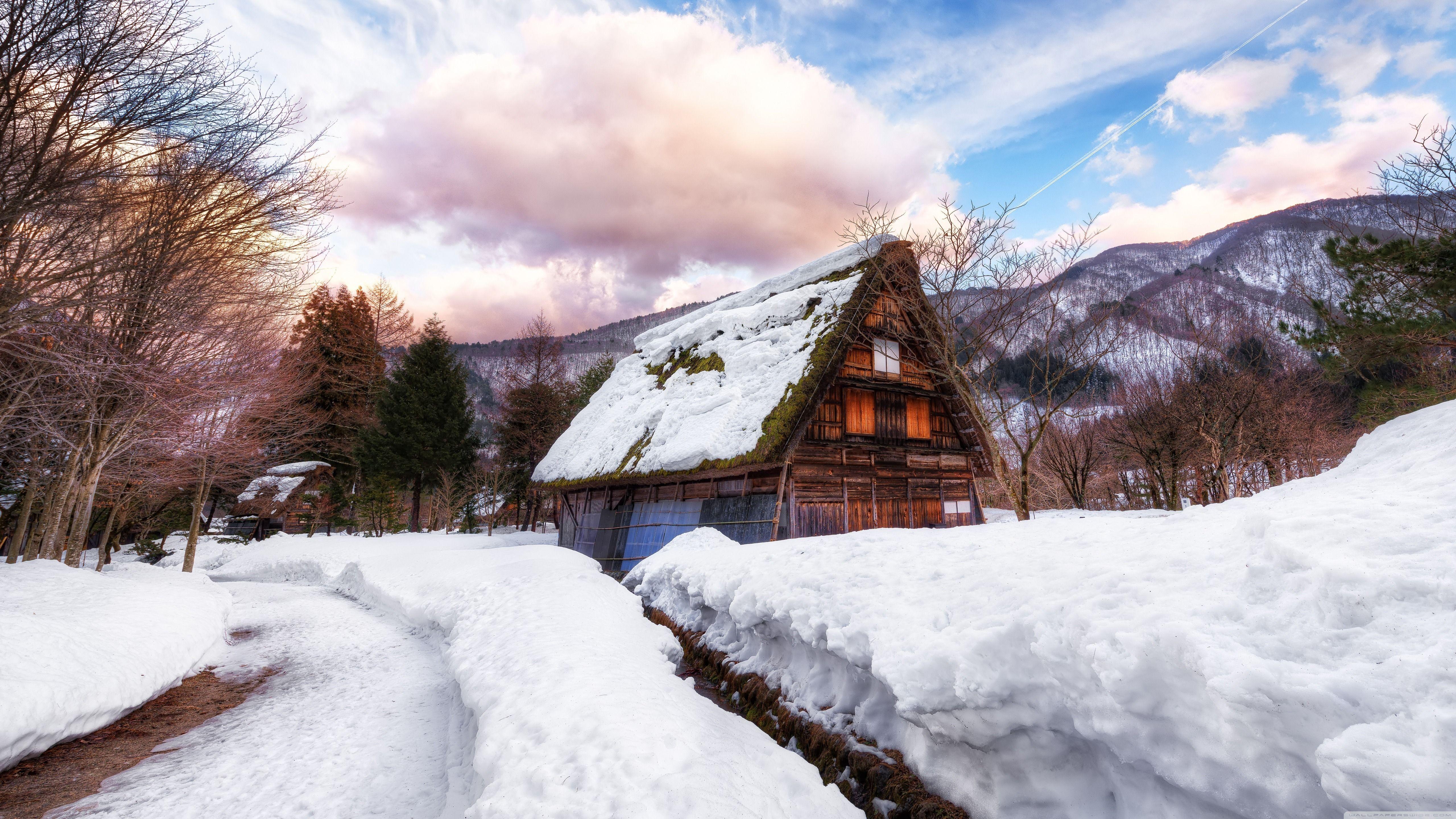 5120x2880 Village In Japan During Winter ❤ 4K HD Desktop Wallpaper