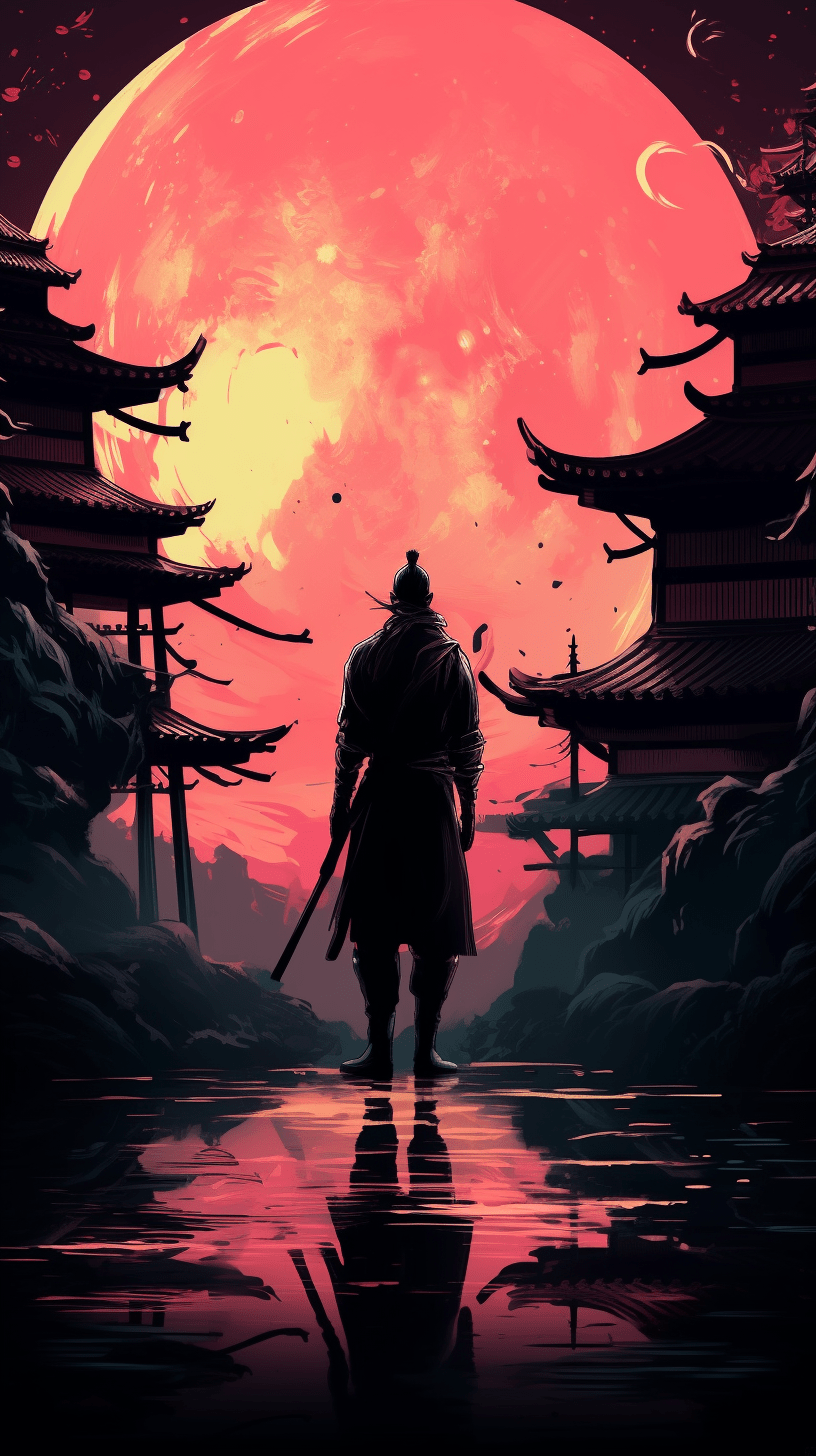 816x1456 Moonlit Samurai Wallpaper