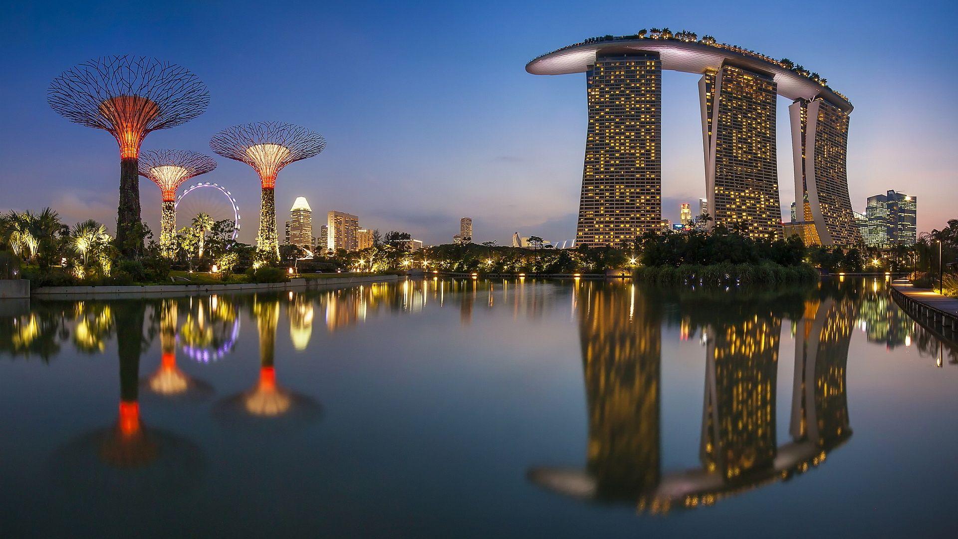 1920x1080 Download 1920x1080 HD Wallpaper singapore sunset lake marina