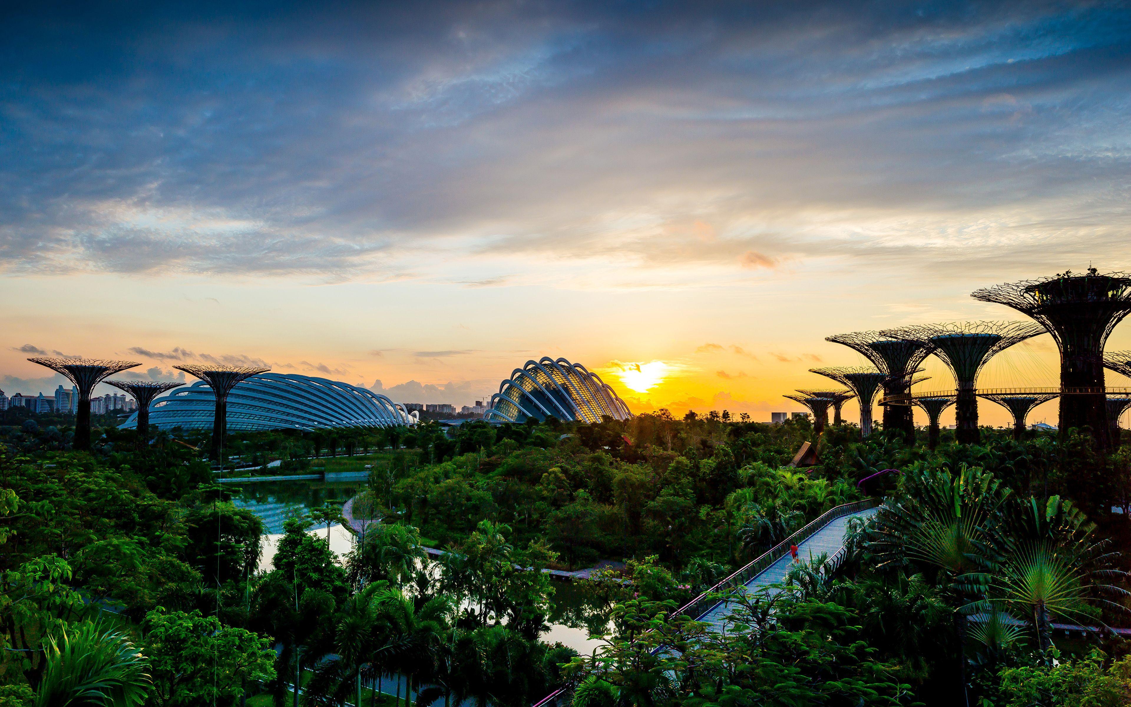 3840x2400 Desktop Wallpaper Singapore Gardens by the Bay Nature Sky