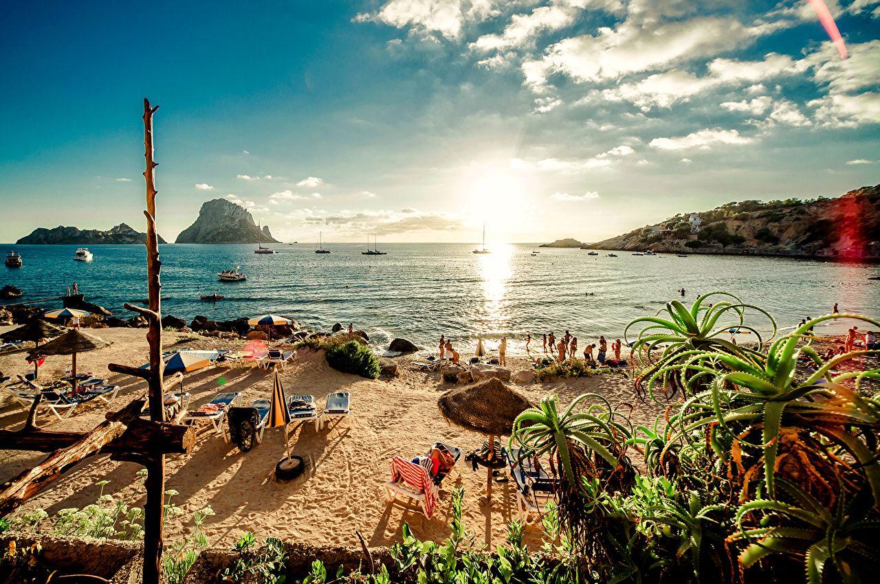 1280x850 Wallpaper Spain Ibiza Sea Cliff Nature Ships Scenery