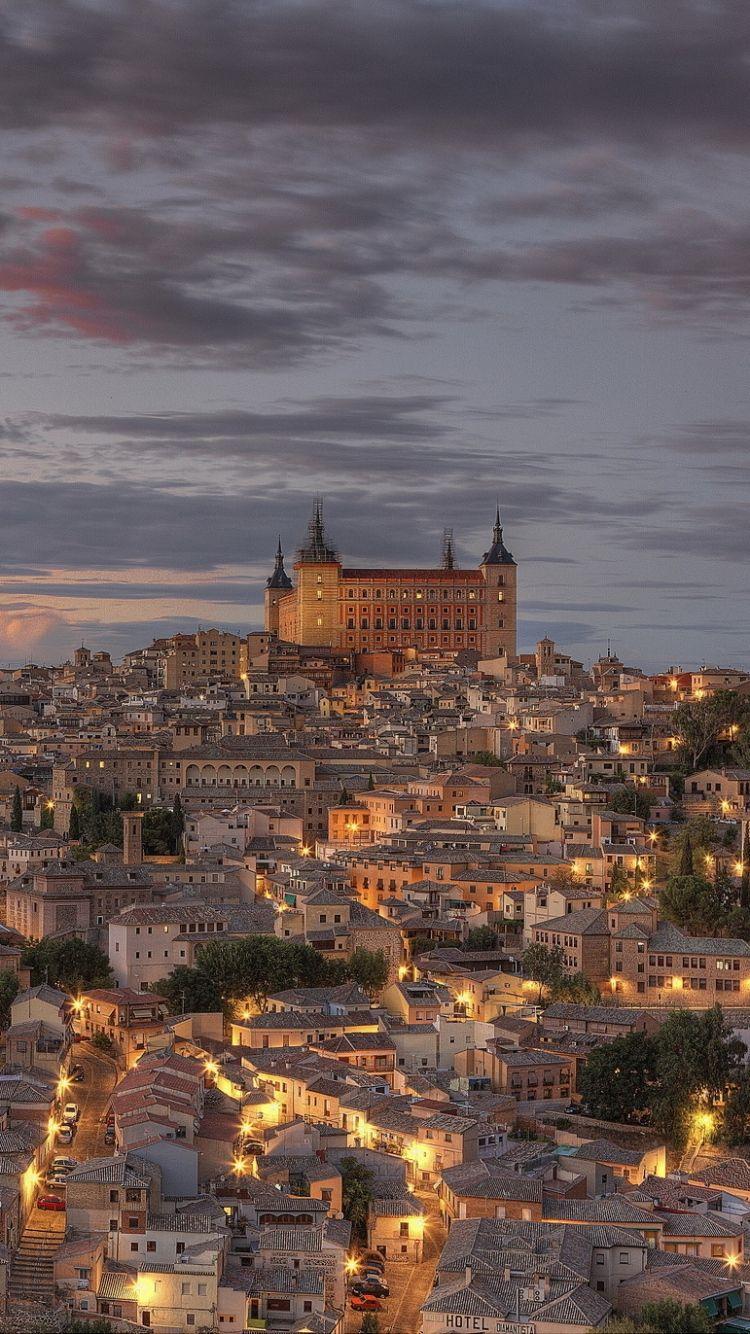 750x1334 Spain Toledo Lights Dusk Hdr