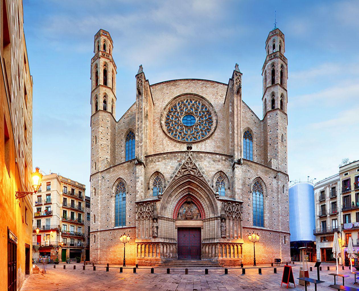 1262x1024 Wallpaper Church Barcelona Spain Santa Maria del Mar church