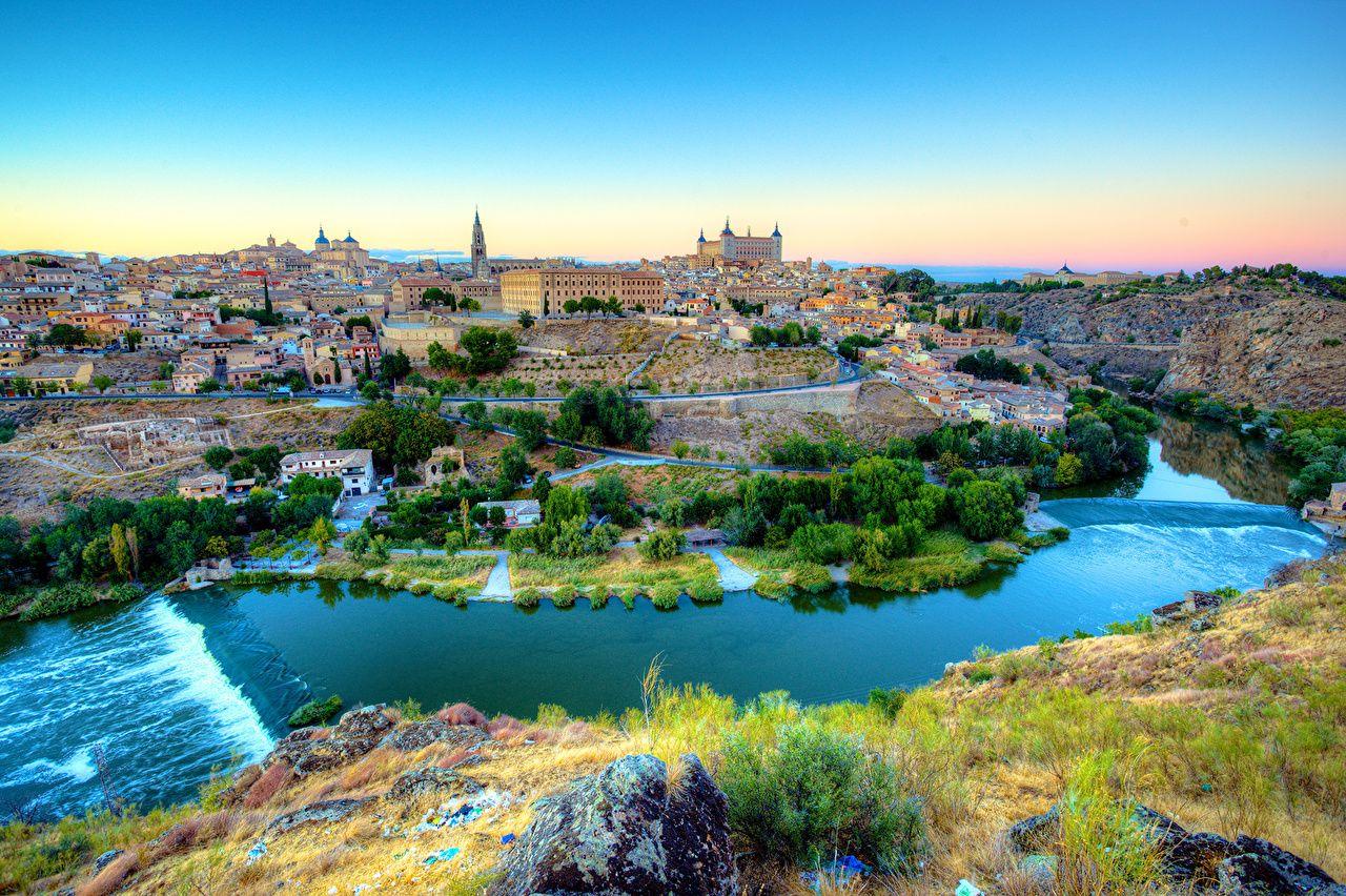1280x852 Wallpaper Toledo Spain Rivers Cities Houses