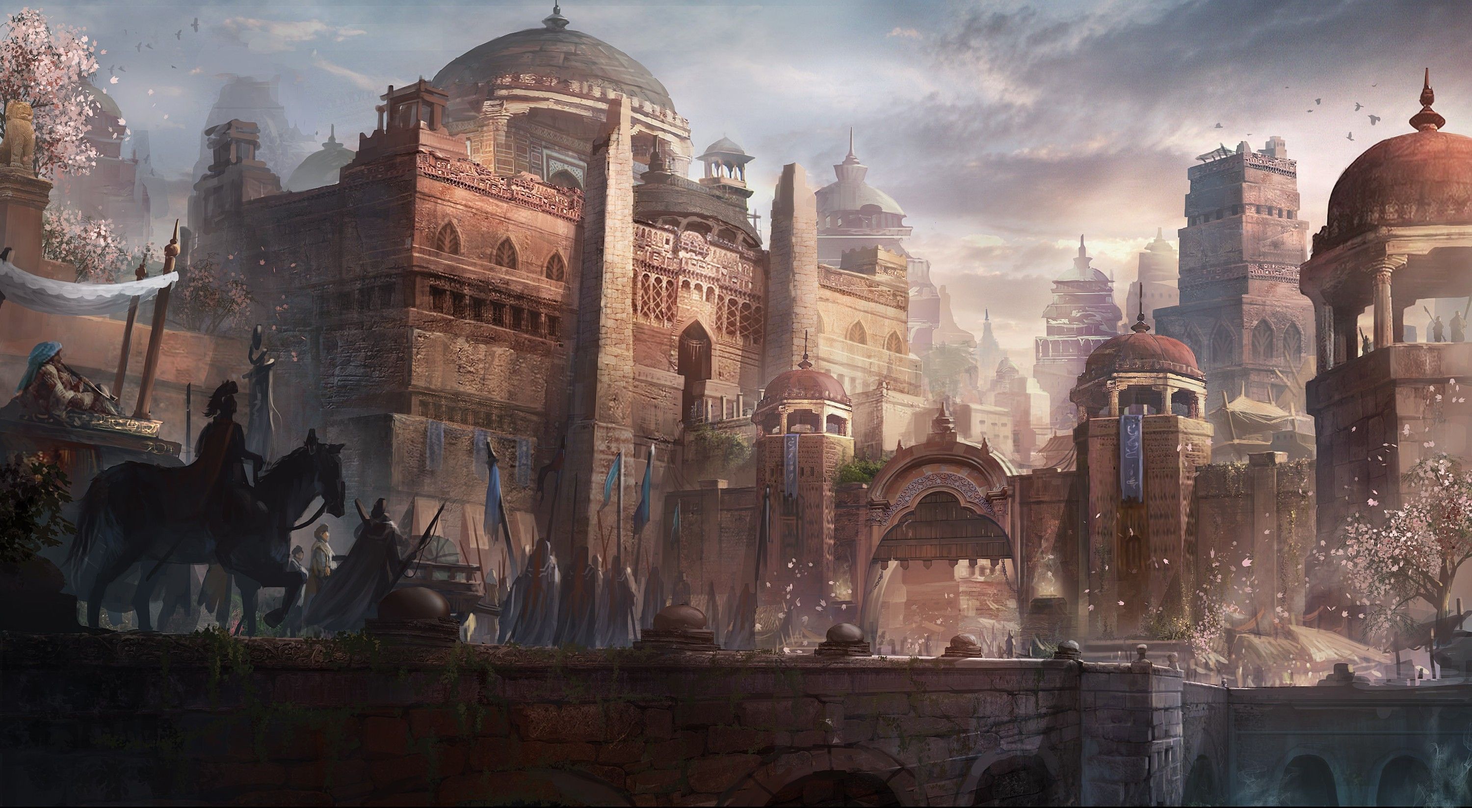 3000x1646 Fantasy City HD Wallpaper
