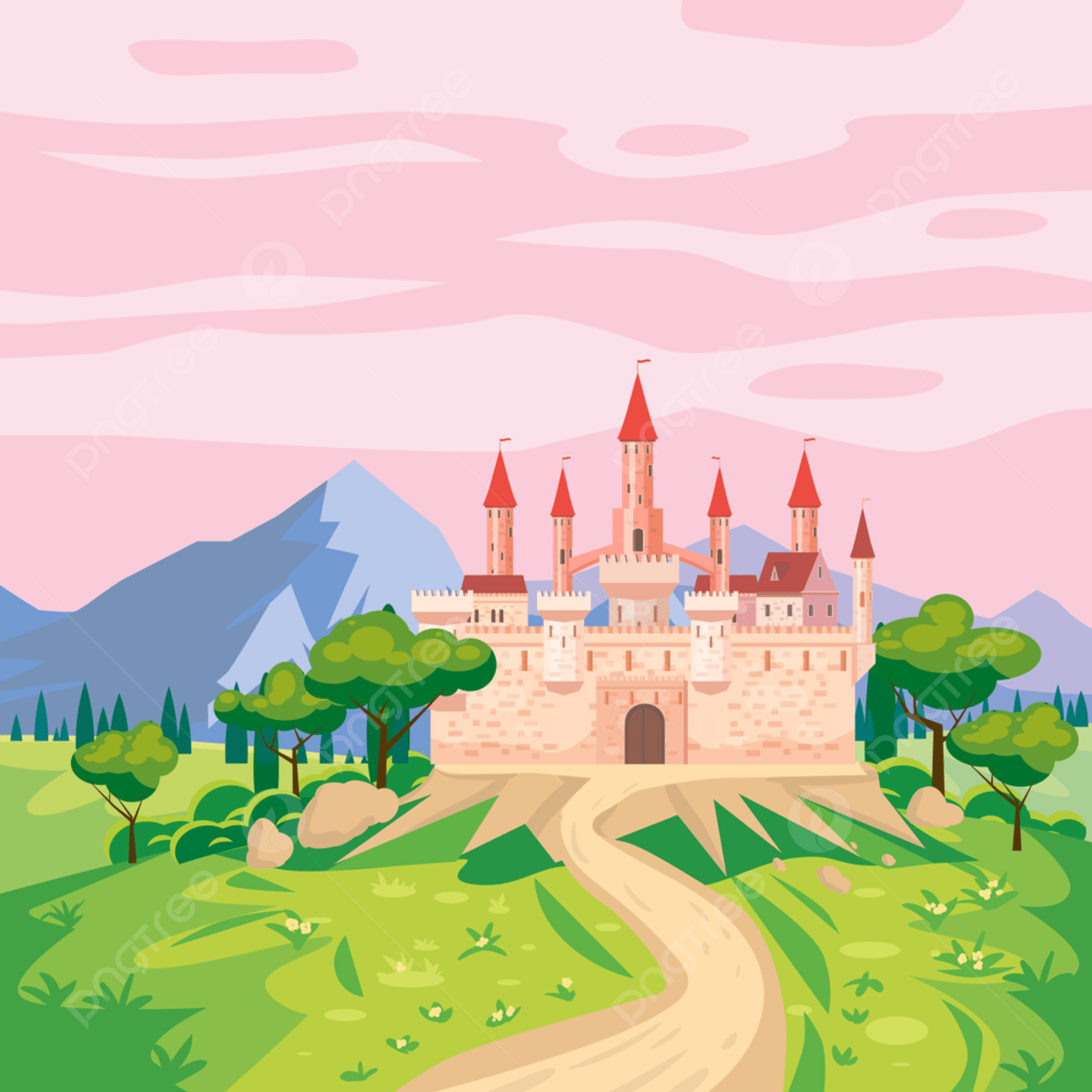 1200x1200 Fantasy Landscape With Castle Medieval