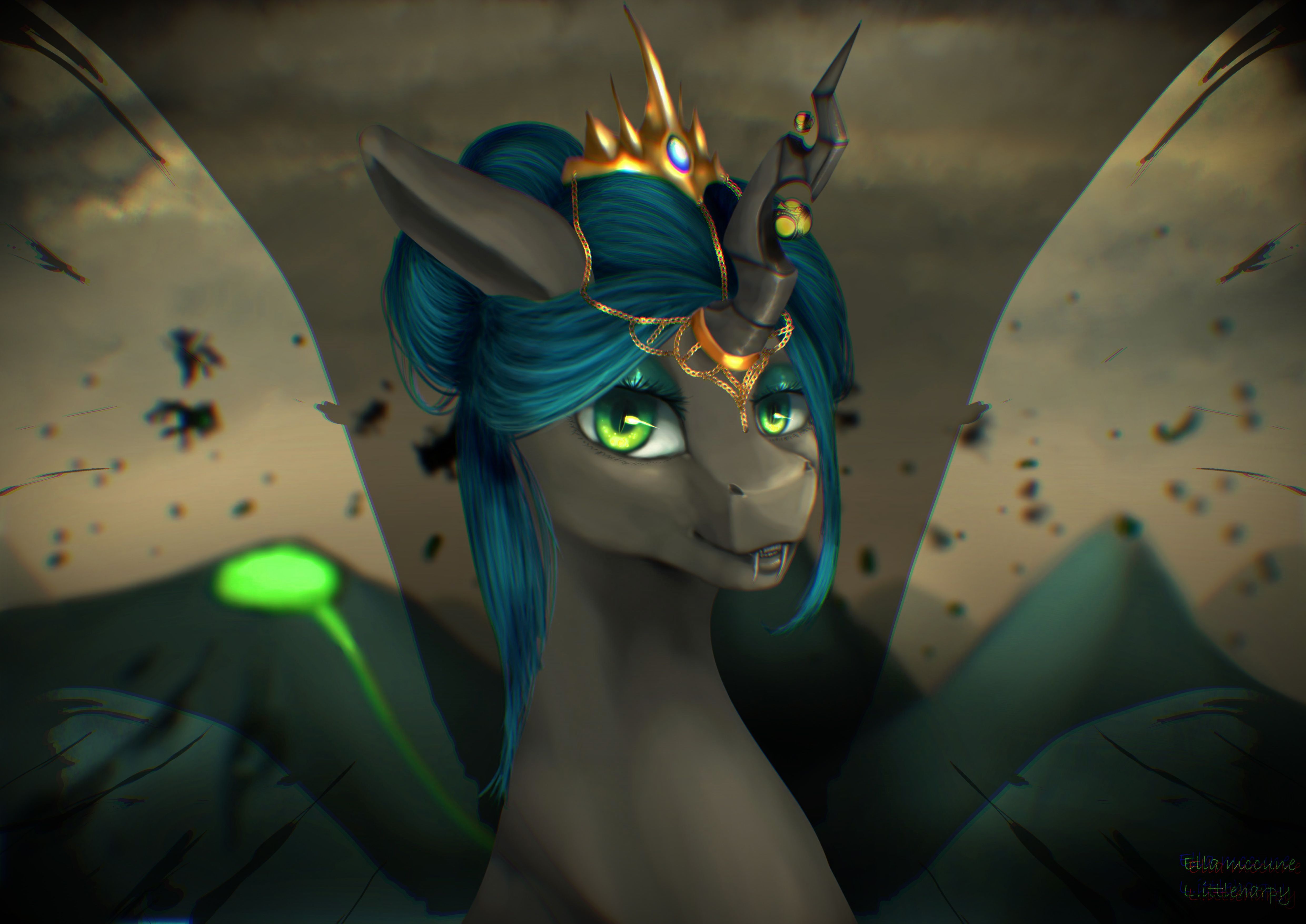 4961x3508 safe, artist:littleharpy, queen