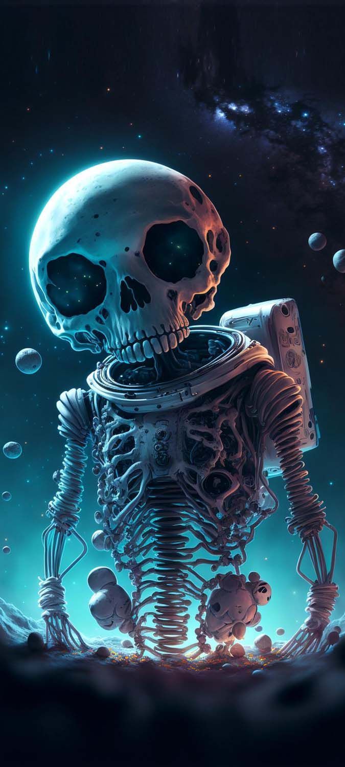 675x1500 Cute Skull Astronaut IPhone Wallpaper