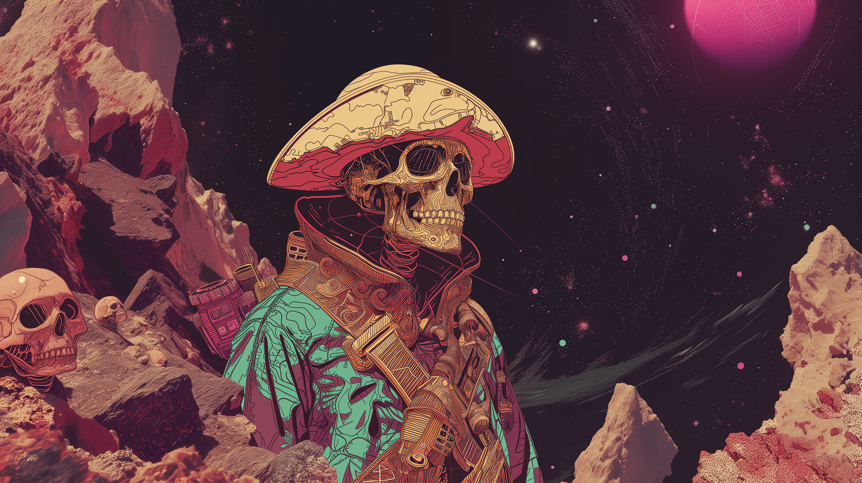 2912x1632 Space Pirate Skeleton HD Wallpaper